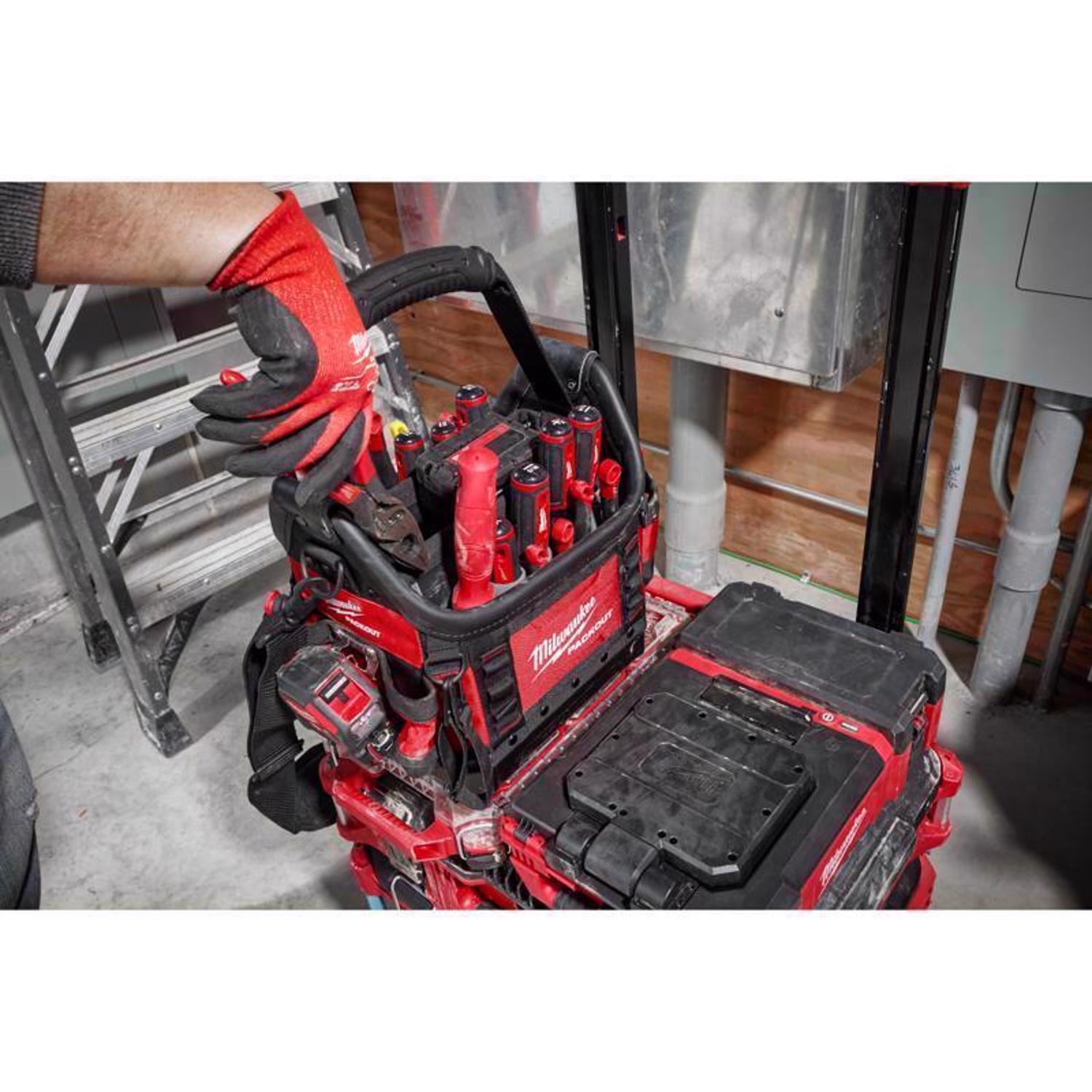 Milwaukee Packout 9.75 in. W X 19 in. H Ballistic Structured Tool Tote 35 pocket Black/Red 1 pc