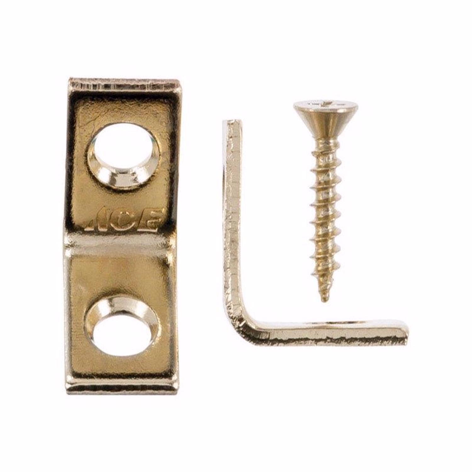 Ace 3/4 in. H X 1/2 in. W X 3/4 in. D Bright Brass Inside L Corner Brace