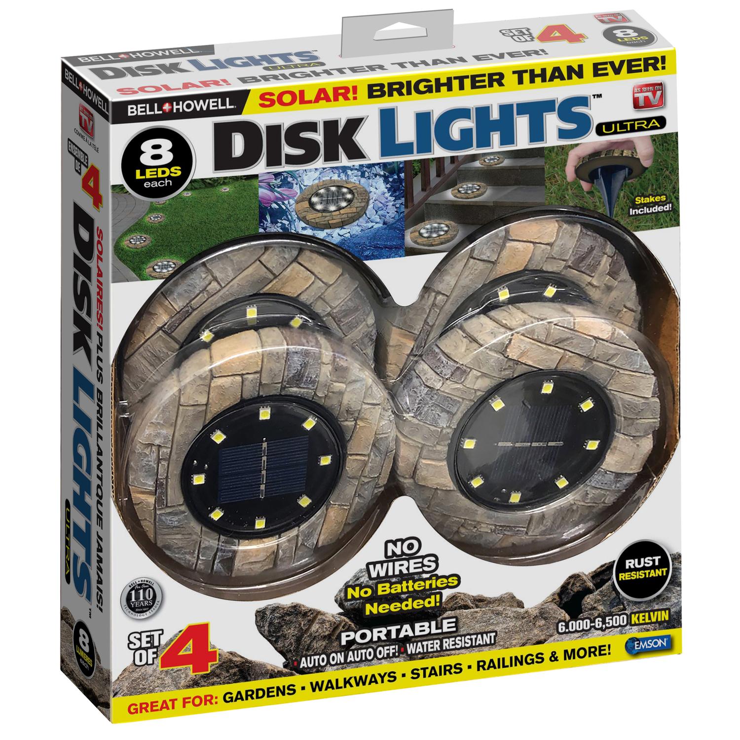 Bell + Howell Stone Solar Powered 0.89 W Led Walkway Light 4 Pack