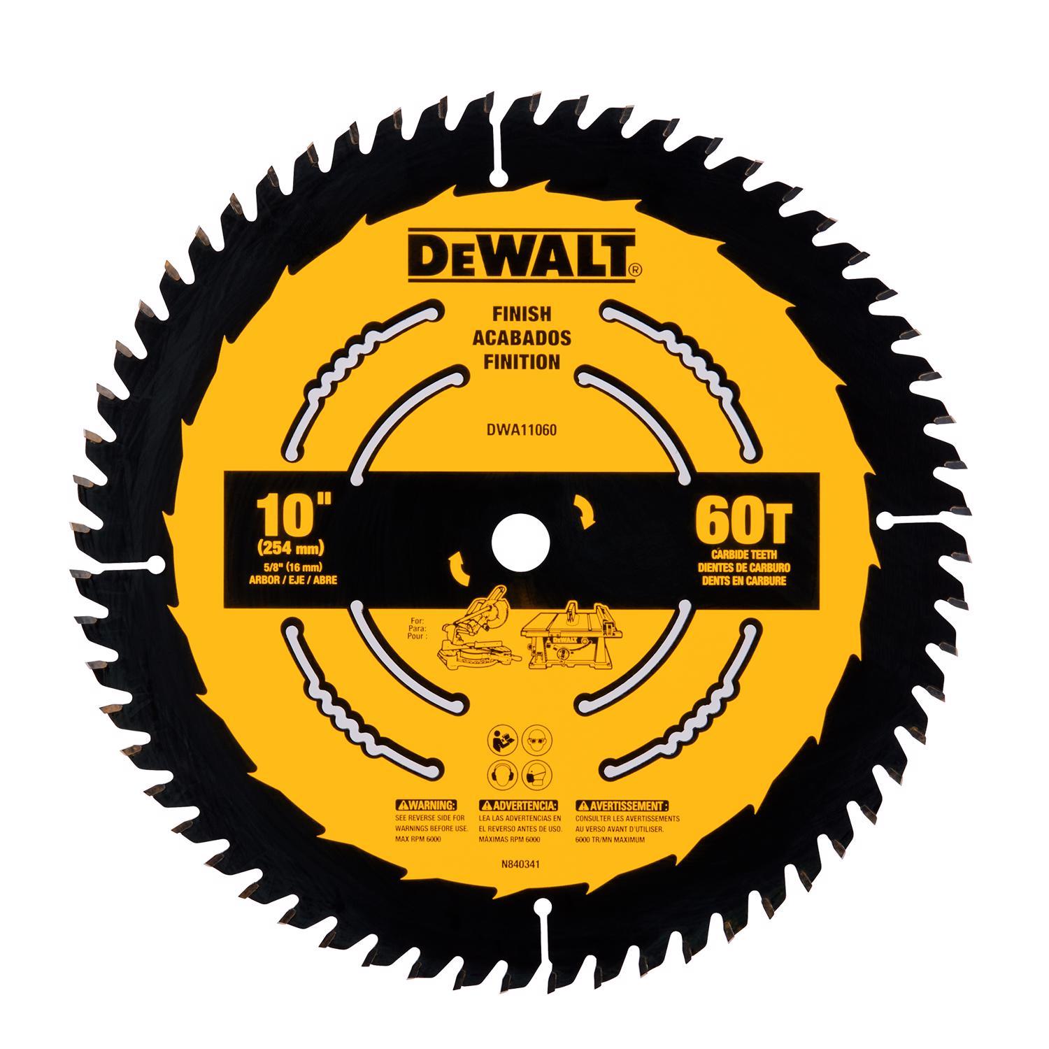 DEWALT 10 in. D X 5/8 in. Carbide Tipped Circular Saw Blade 60 teeth 1 pc
