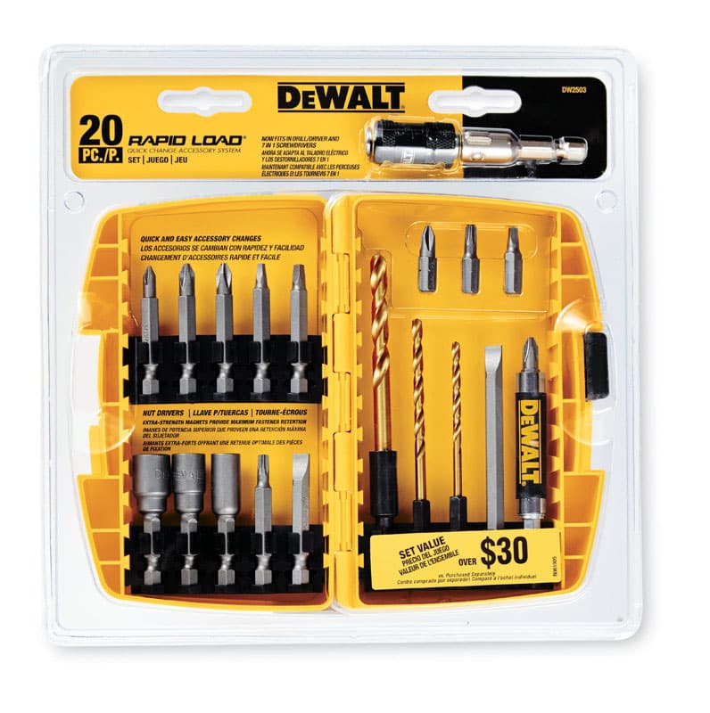 DeWalt Rapid Load Steel Drill Bit Set Hex Shank 20 pc