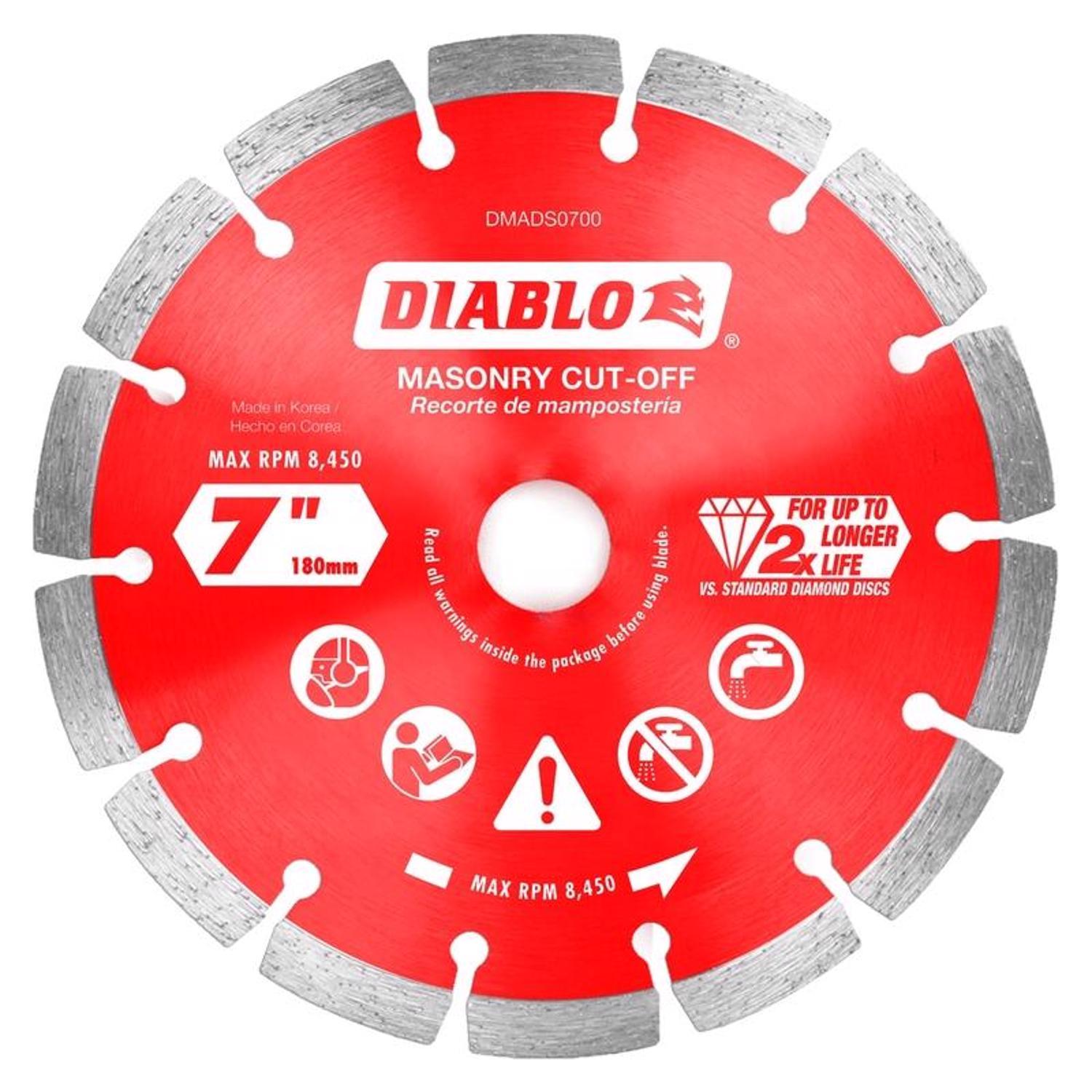 Diablo 7 in. D X 7/8 in. X.094 in. thick Diamond Masonry Cut-Off Disc 1 pk