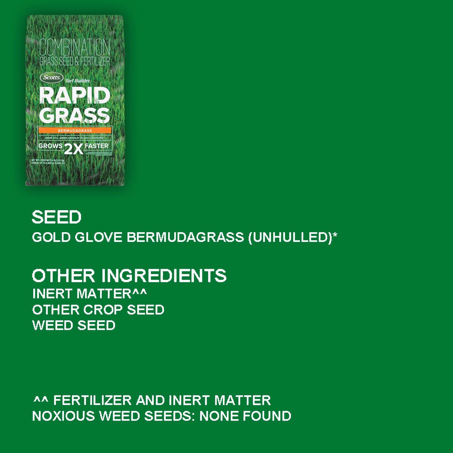 Scotts Turf Builder Rapid Grass Bermuda Grass Full Sun Grass Seed and Fertilizer 4 lb