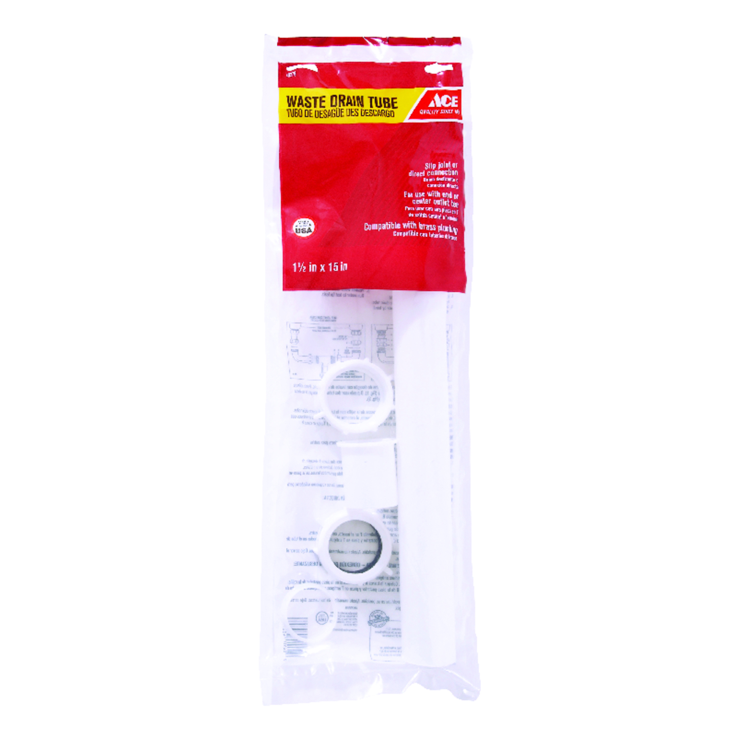Ace 1-1/2 in. D X 15 in. L Plastic Waste Arm