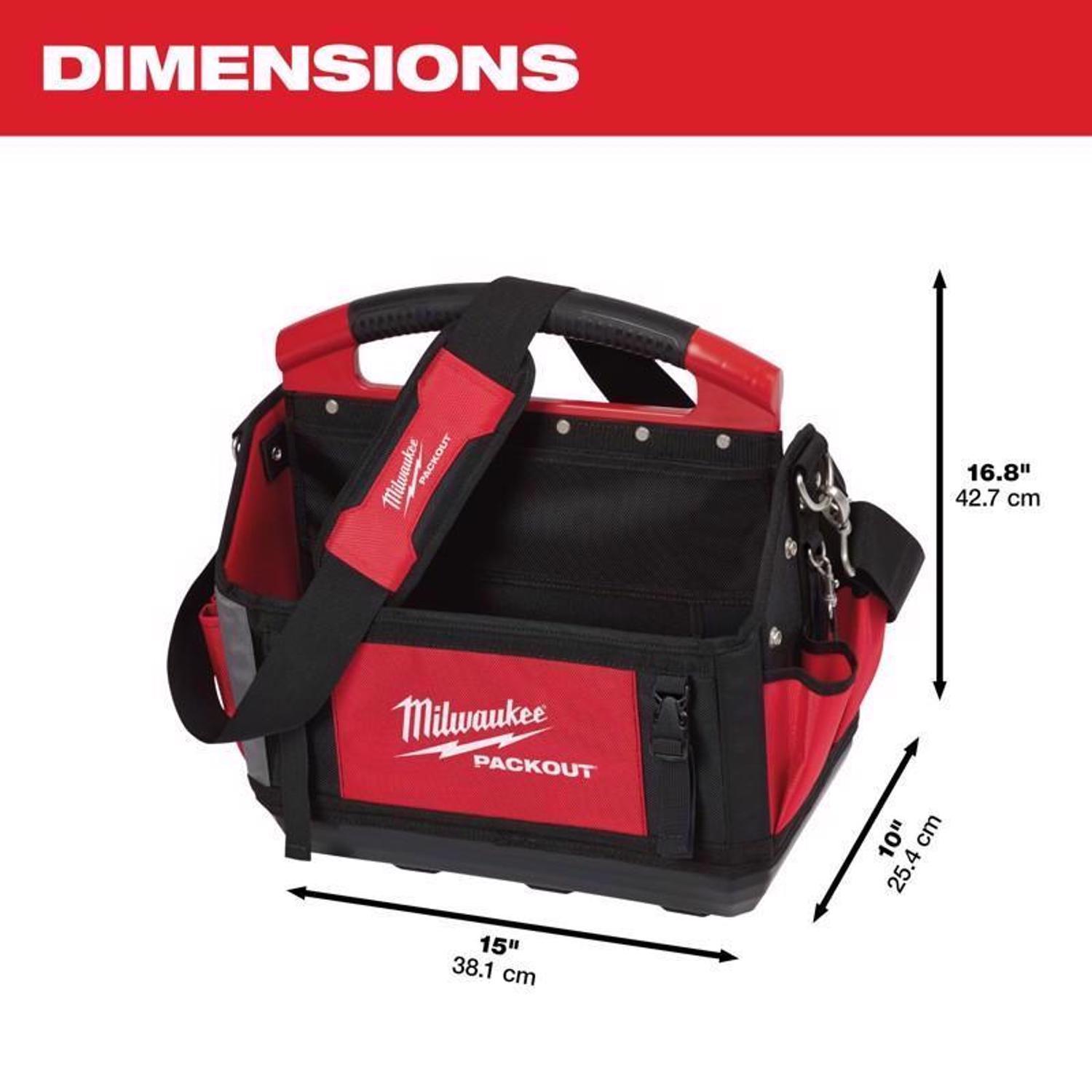 Milwaukee Packout Ballistic Polyester 15" Tool Tote 31 pocket Black/Red 1 pc