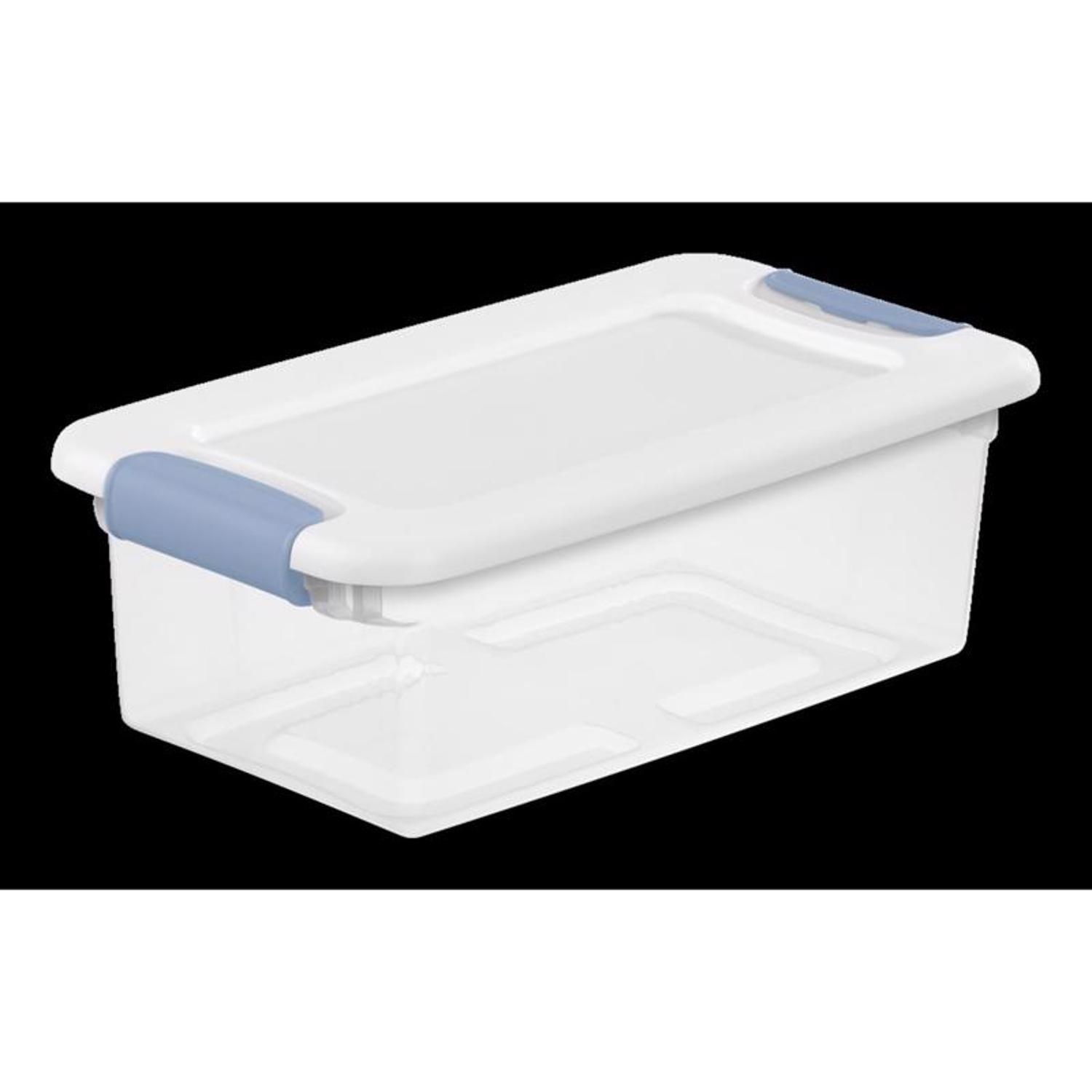 Sterilite 6 qt Clear/White Latch Storage Box 4-7/8 in. H X 14-1/8 in. W X 7-5/8 in. D Stackable