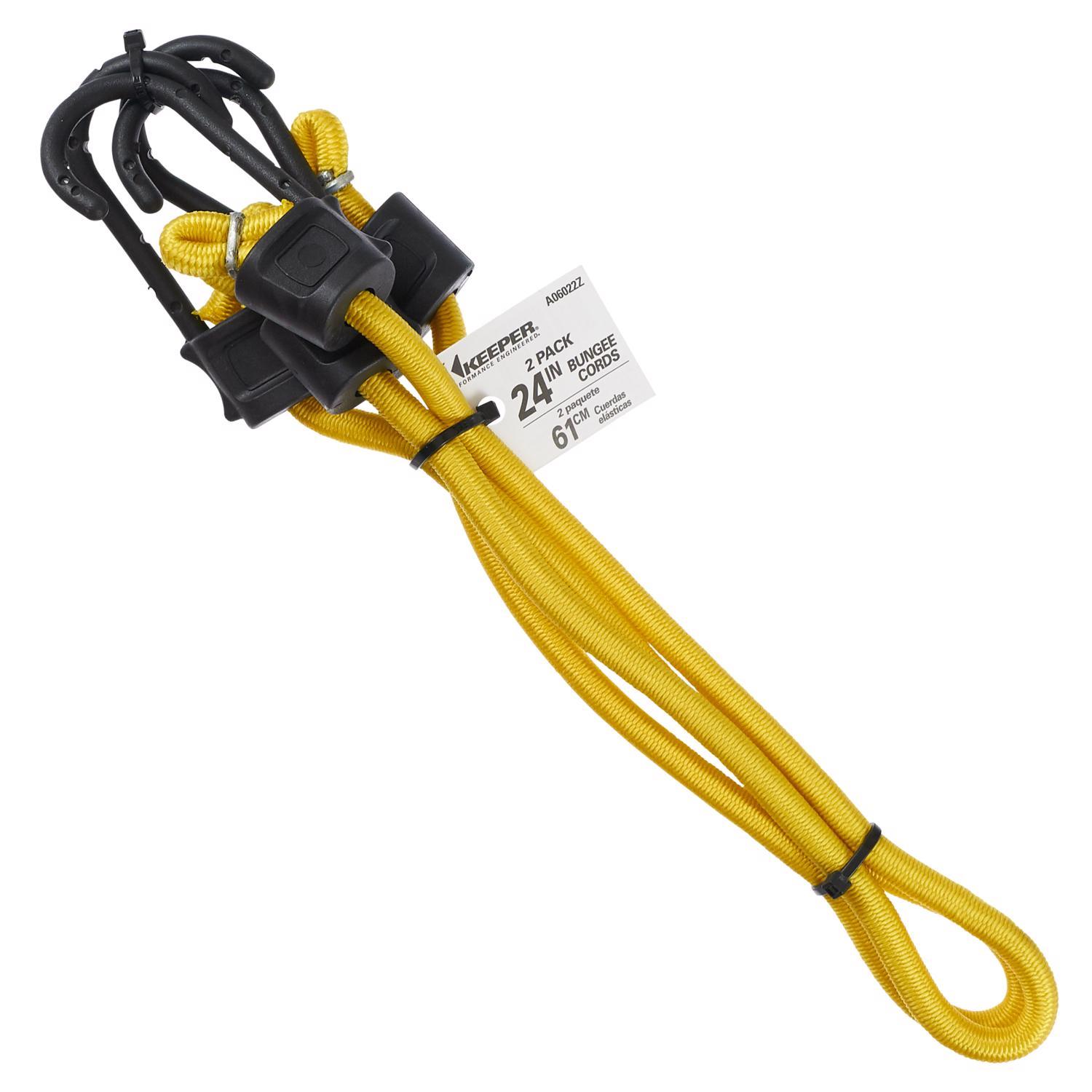 Keeper Black/Yellow Bungee Cord 24 in. L X 0.315 in. 2 pk