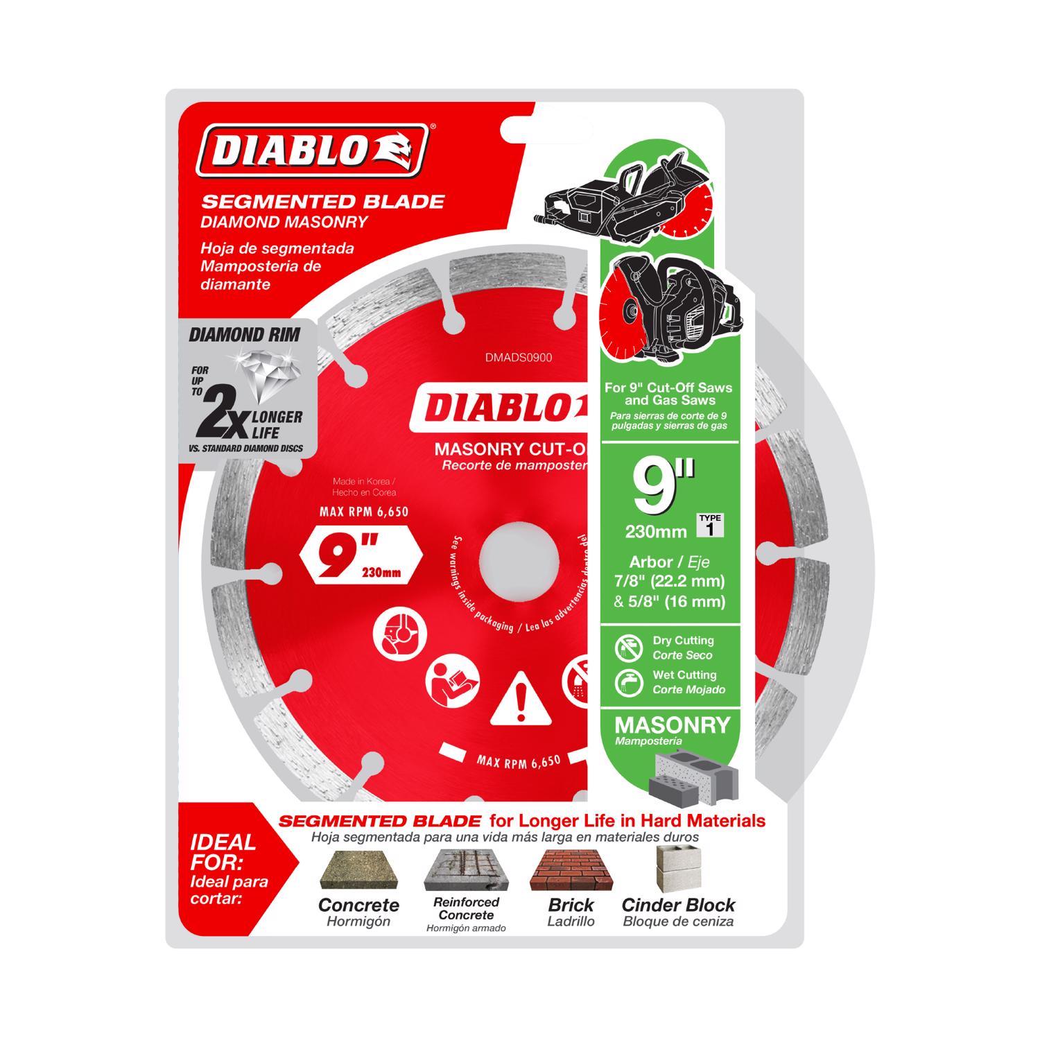 Diablo 9 in. D X 7/8 in. X.094 in. thick Diamond Segmented Masonry Cut-Off Disc