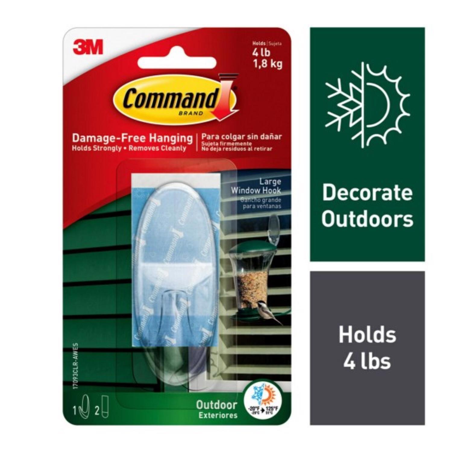 3M Command Large Plastic Hook 3.375 in. L 1 pk
