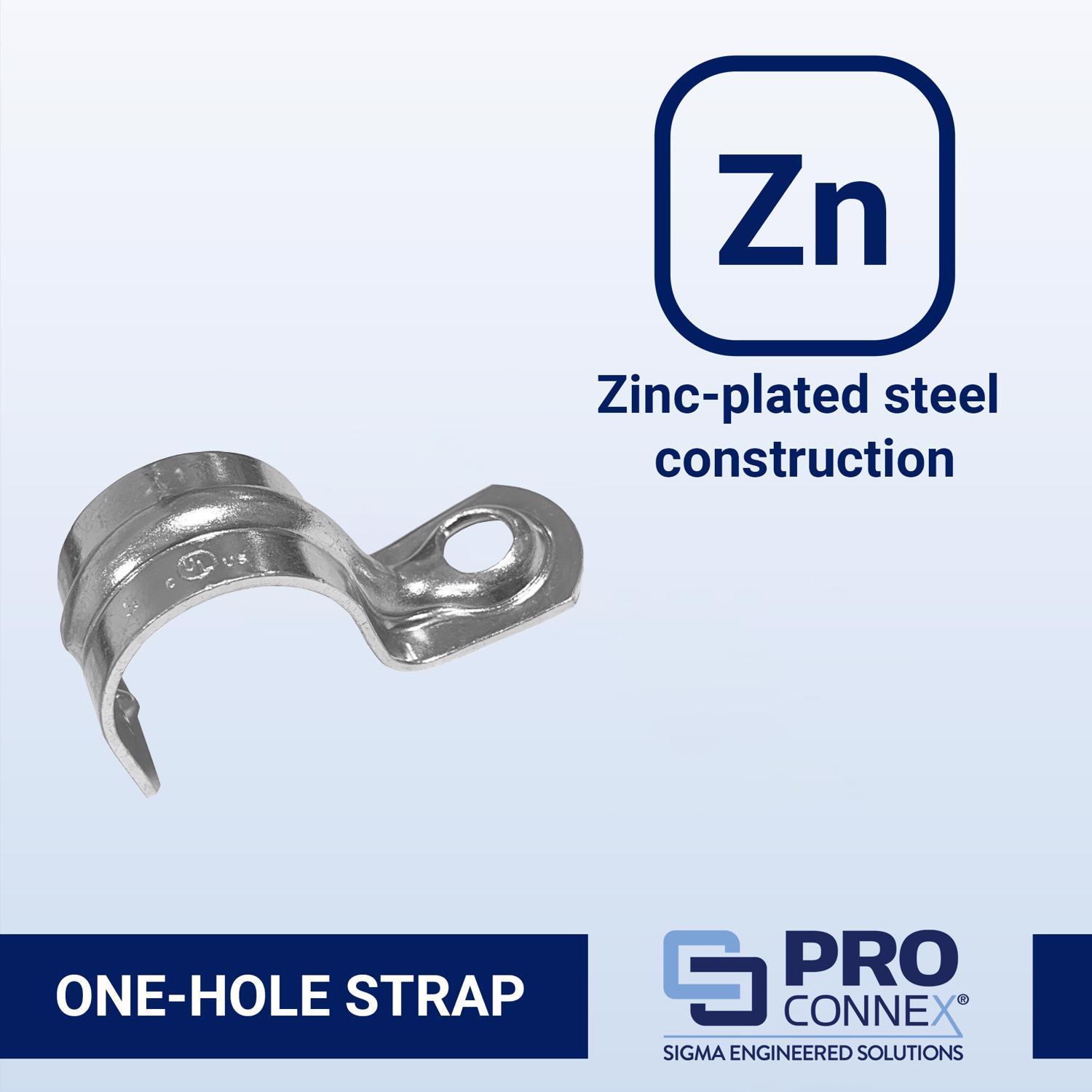 Sigma Engineered Solutions ProConnex 3/4 in. D Zinc-Plated Steel 1 Hole Strap 3 pk