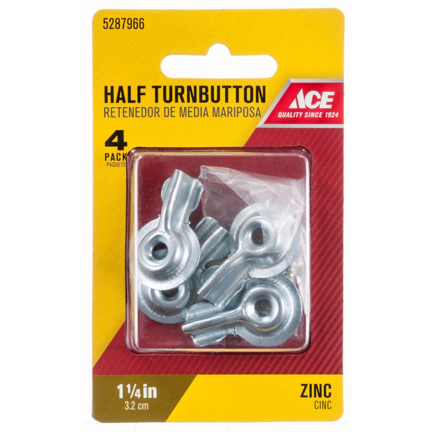 Ace 1-1/4 in. D X 1-1/4 in. L Zinc-Plated Silver Steel Screen/Storm Turn Buttons 4 pk