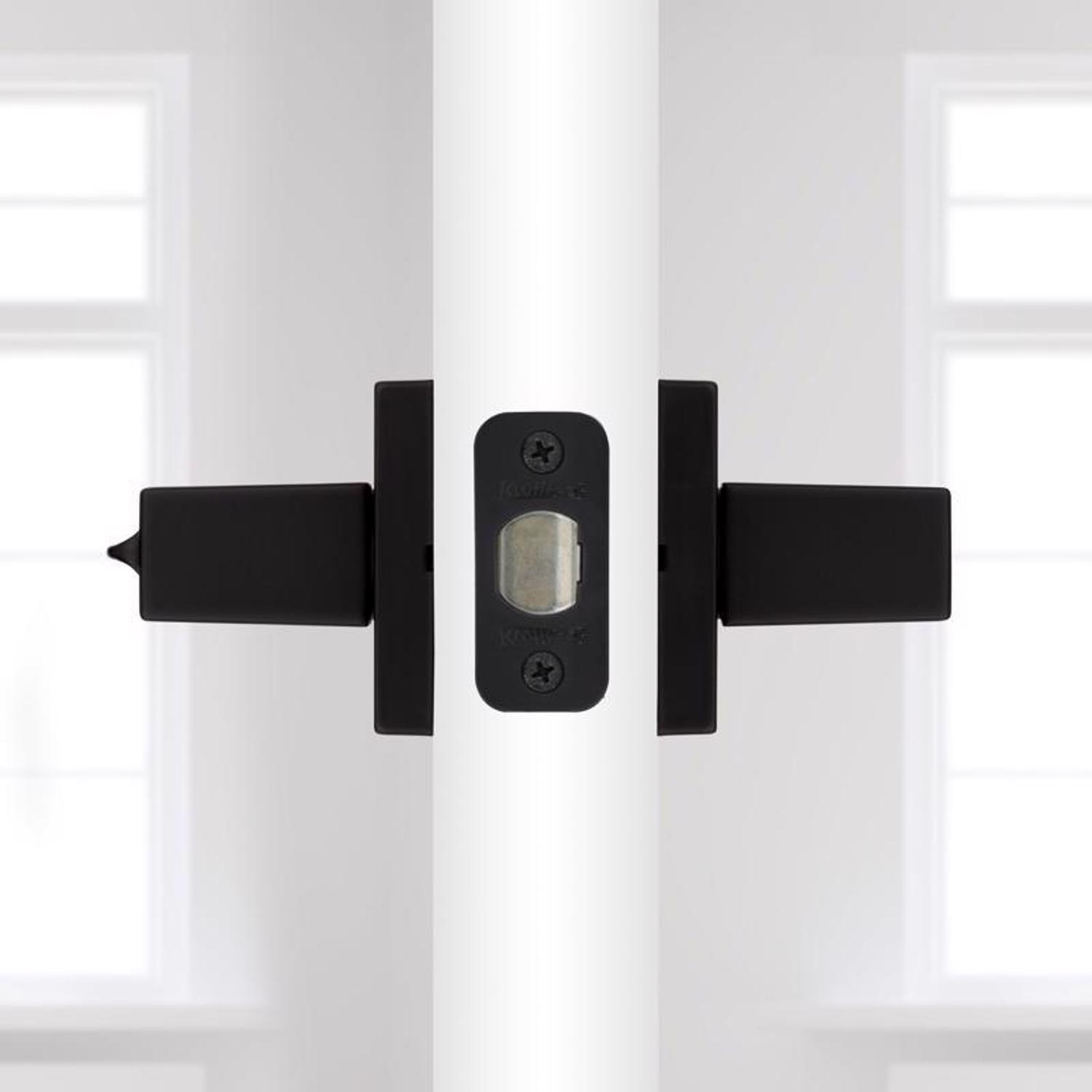 Kwikset Singapore Contemporary Matte Black Entry Door Knob 1-3/4 in.