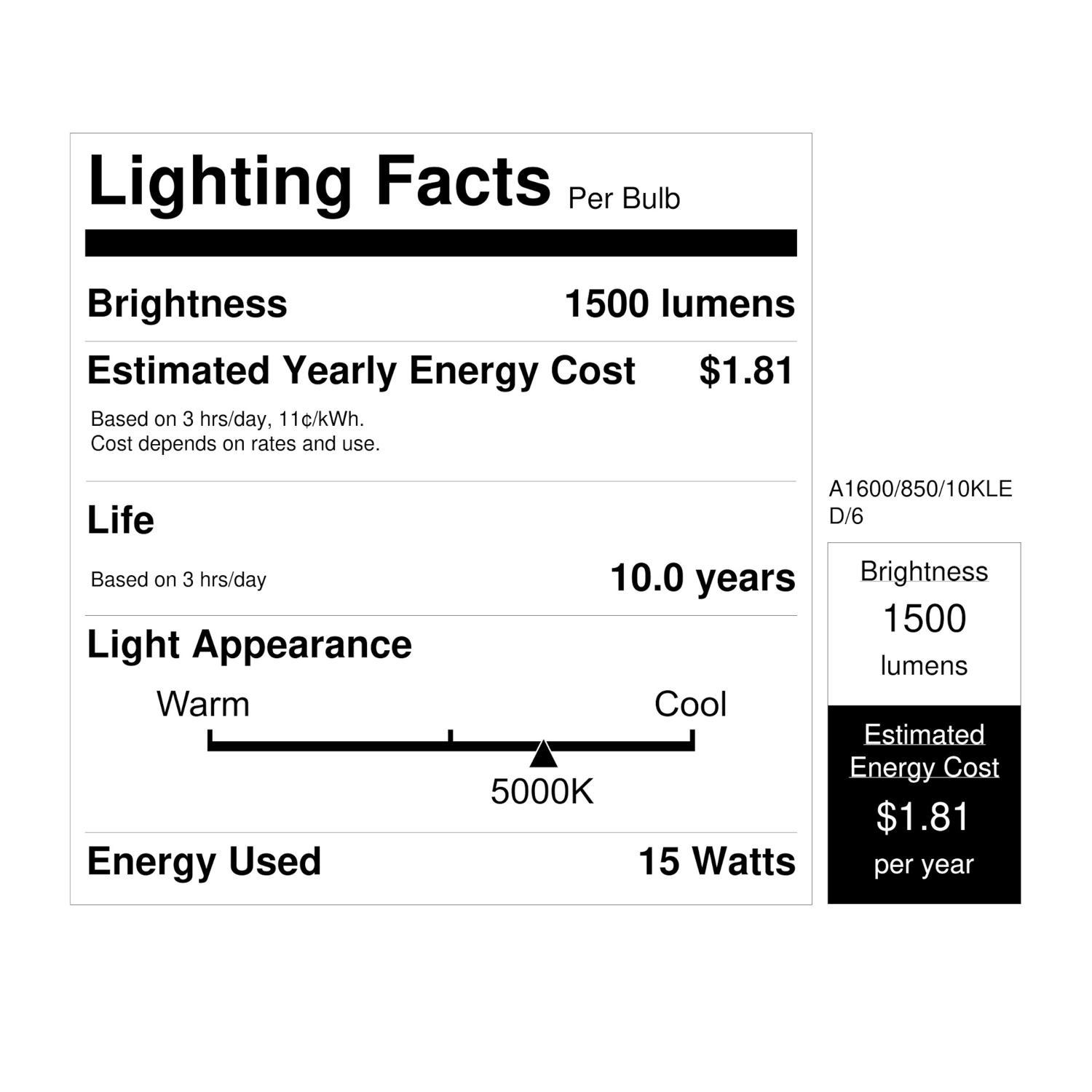 Feit A19 E26 (Medium) LED Bulb Daylight 100 Watt Equivalence 6 pk