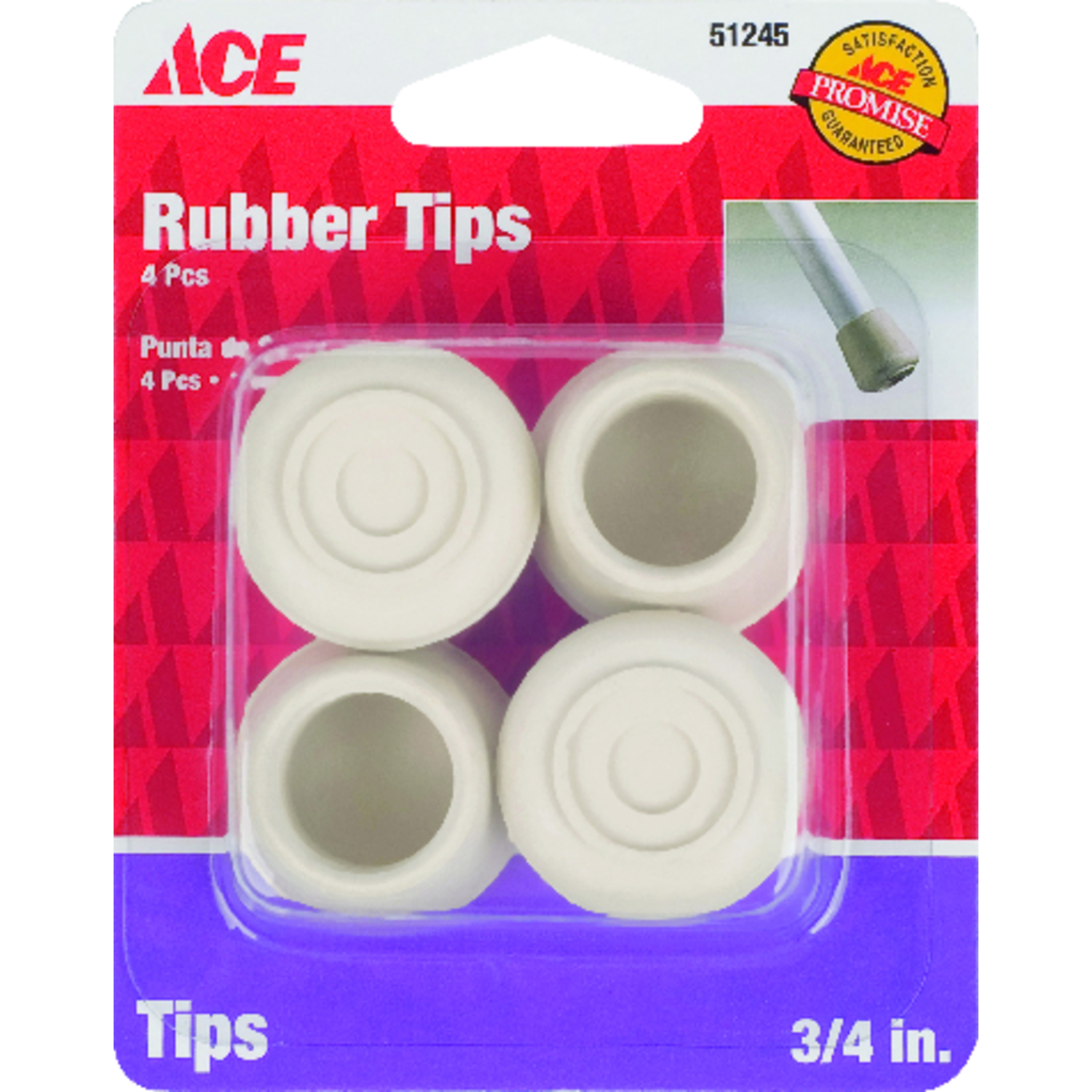 Ace Rubber Leg Tip Off-White Round 3/4 in. W 4 pk