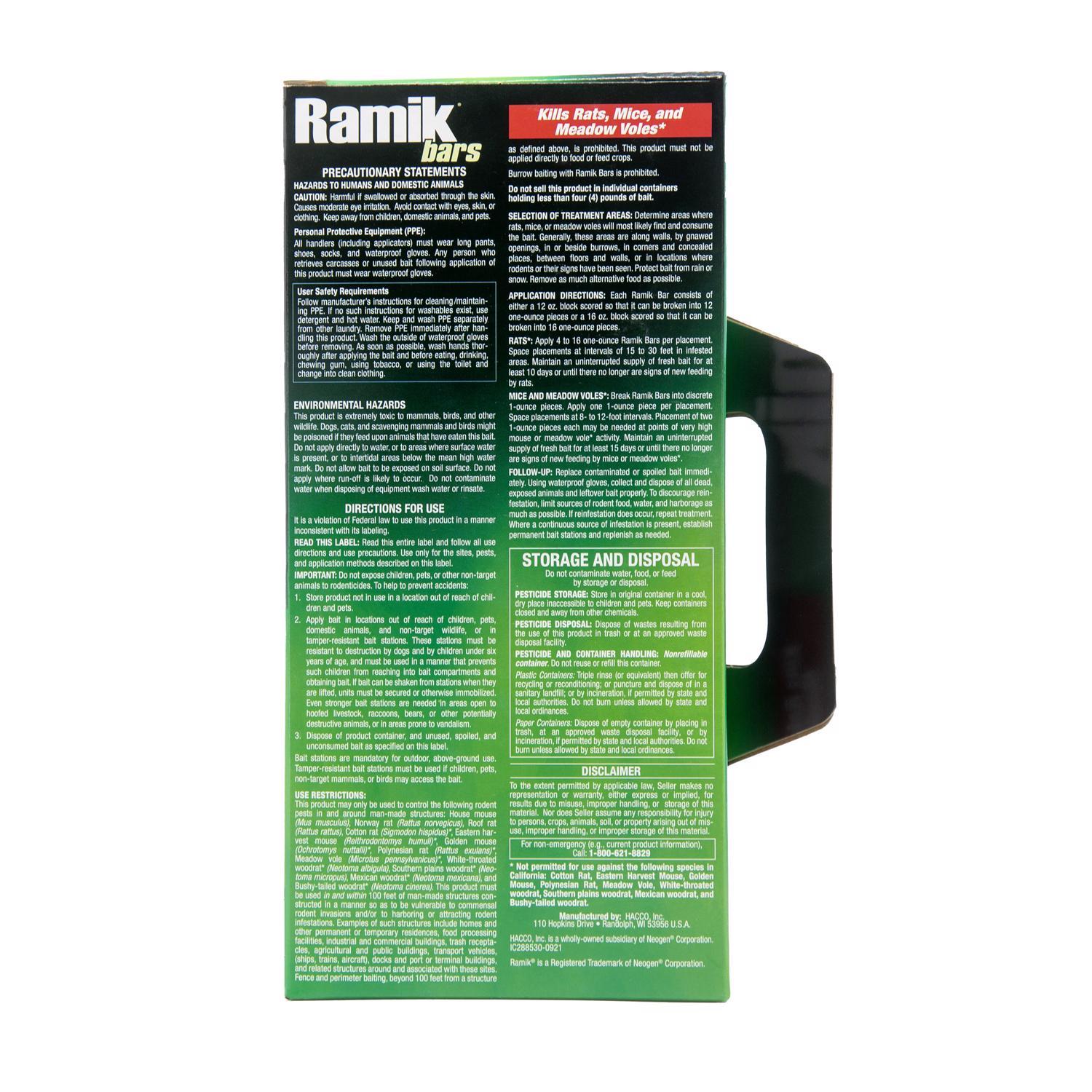Ramik Toxic Fish-Flavored Rodenticide Bait Bar For Mice and Rats 4 lb 4 pk