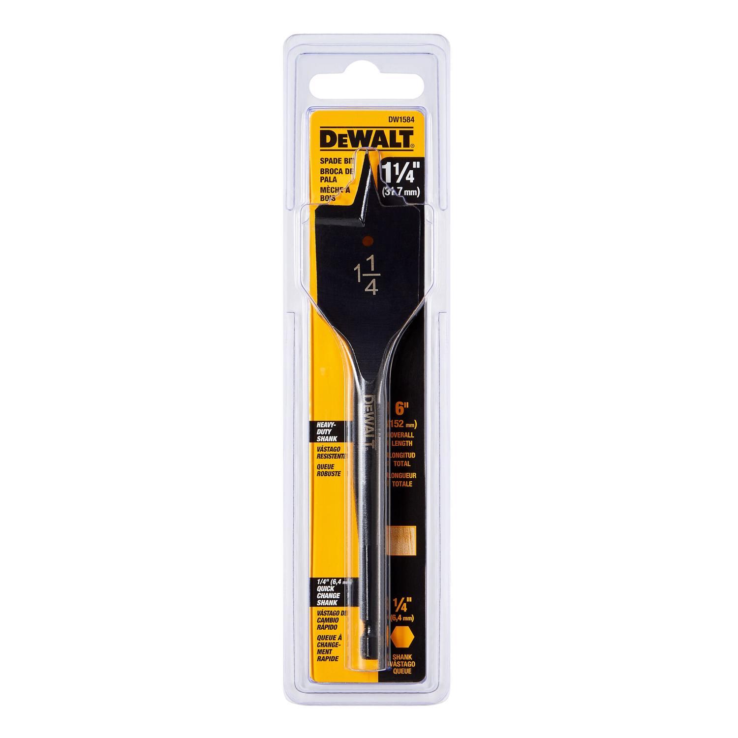 DEWALT 1-1/4 in. X 6 in. L Carbon Steel Spade Bit Hex Shank 1 pk