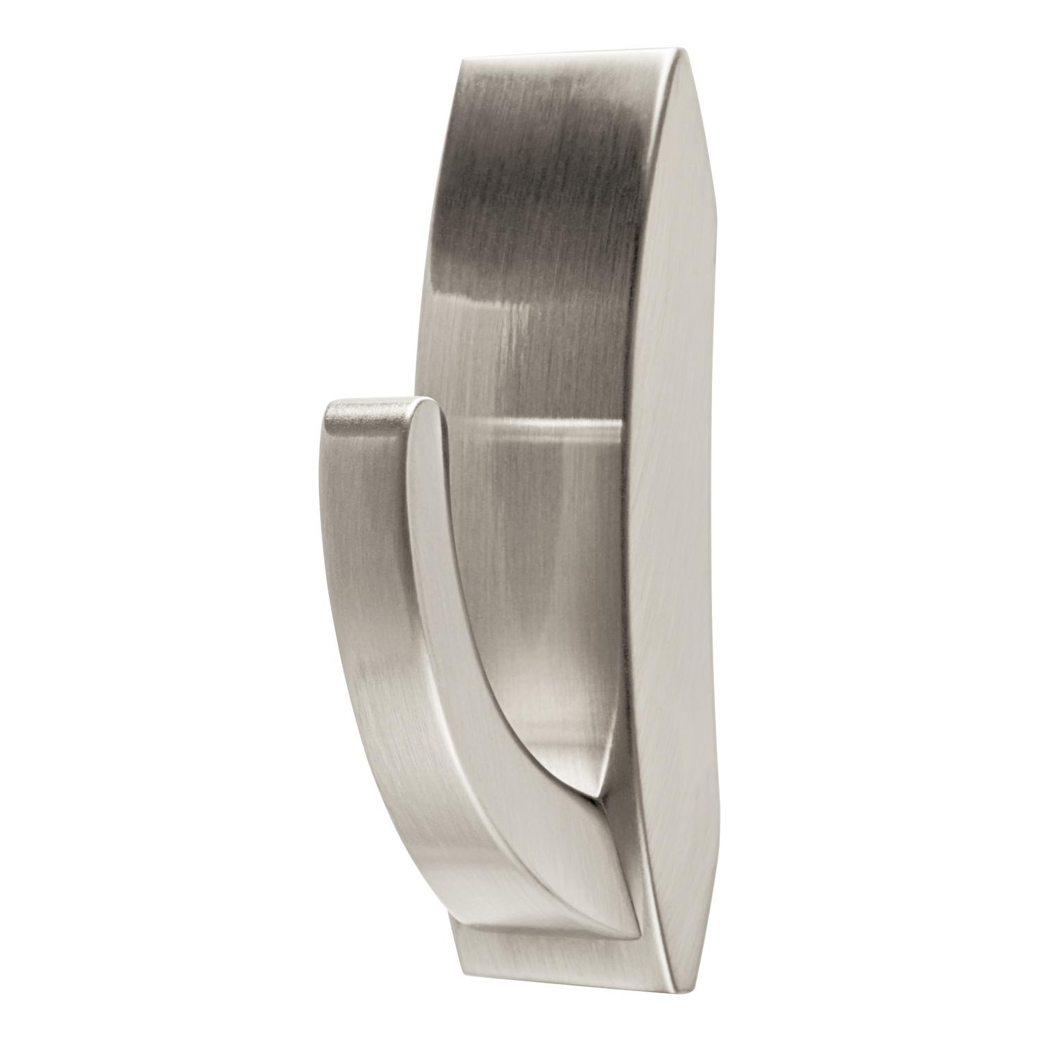 3M Command 3-1/8 in. L Satin Nickel Metal Medium Modern Reflections Bath Coat/Hat Hook 3 lb. cap. 1