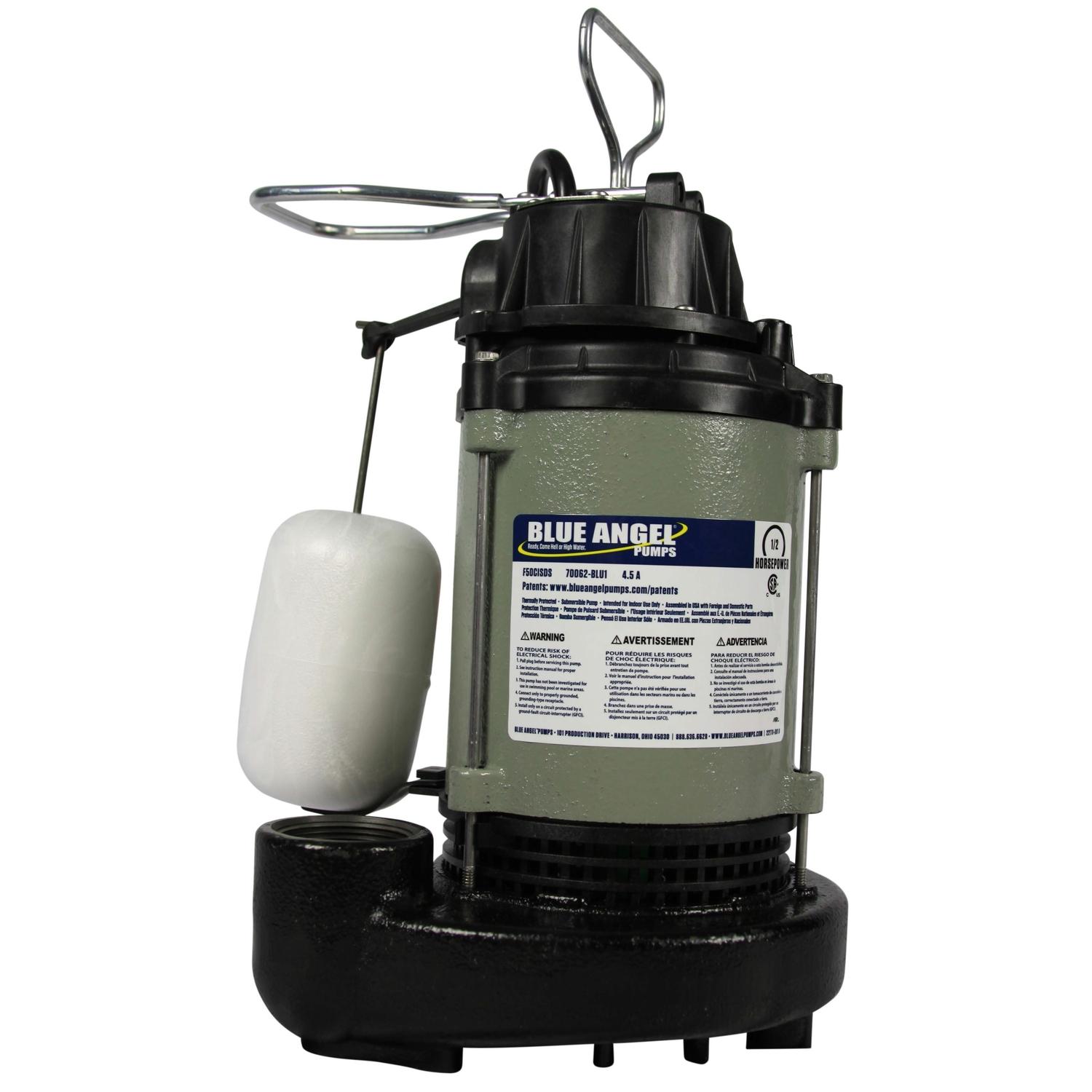 Wayne Blue Angel 1/2 HP 5,220 gph Cast Iron Vertical Float Switch AC Submersible Sump Pump 8 ft&sup3;