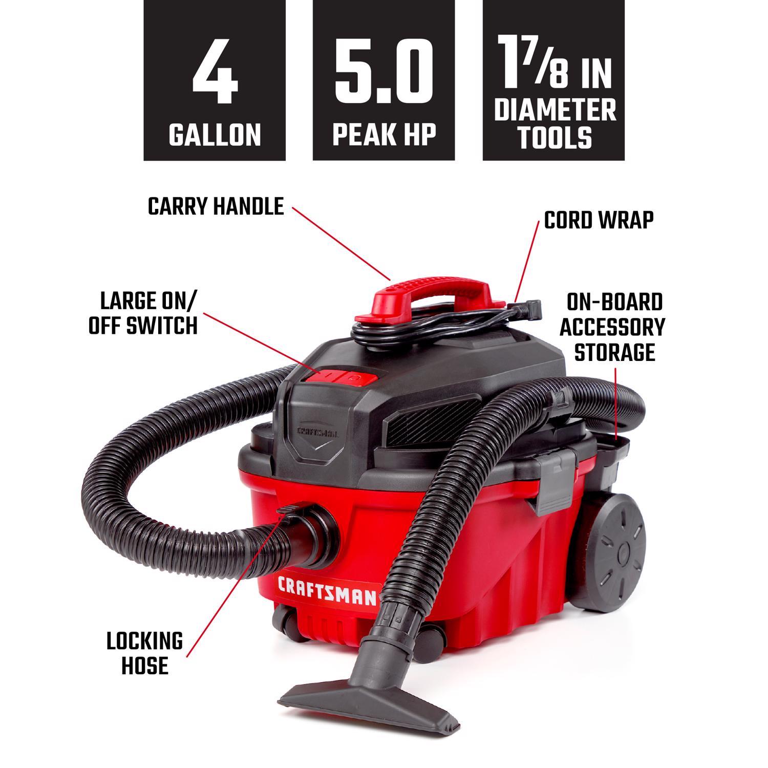 Craftsman 4 gal Corded Wet/Dry Vacuum Tool Only 120 V 5 HP