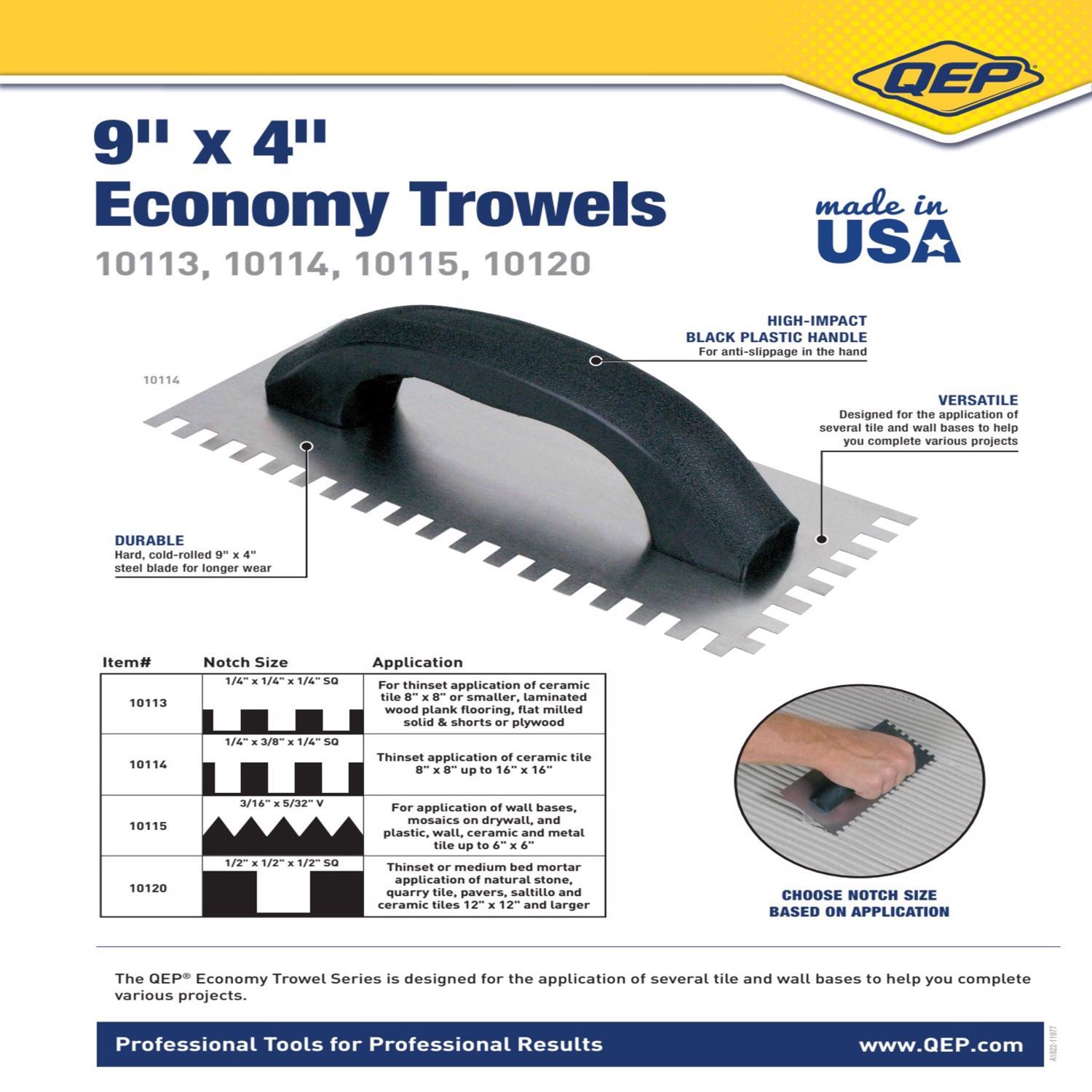 QEP 9 in. W X 4 in. L Steel V Notched Trowel