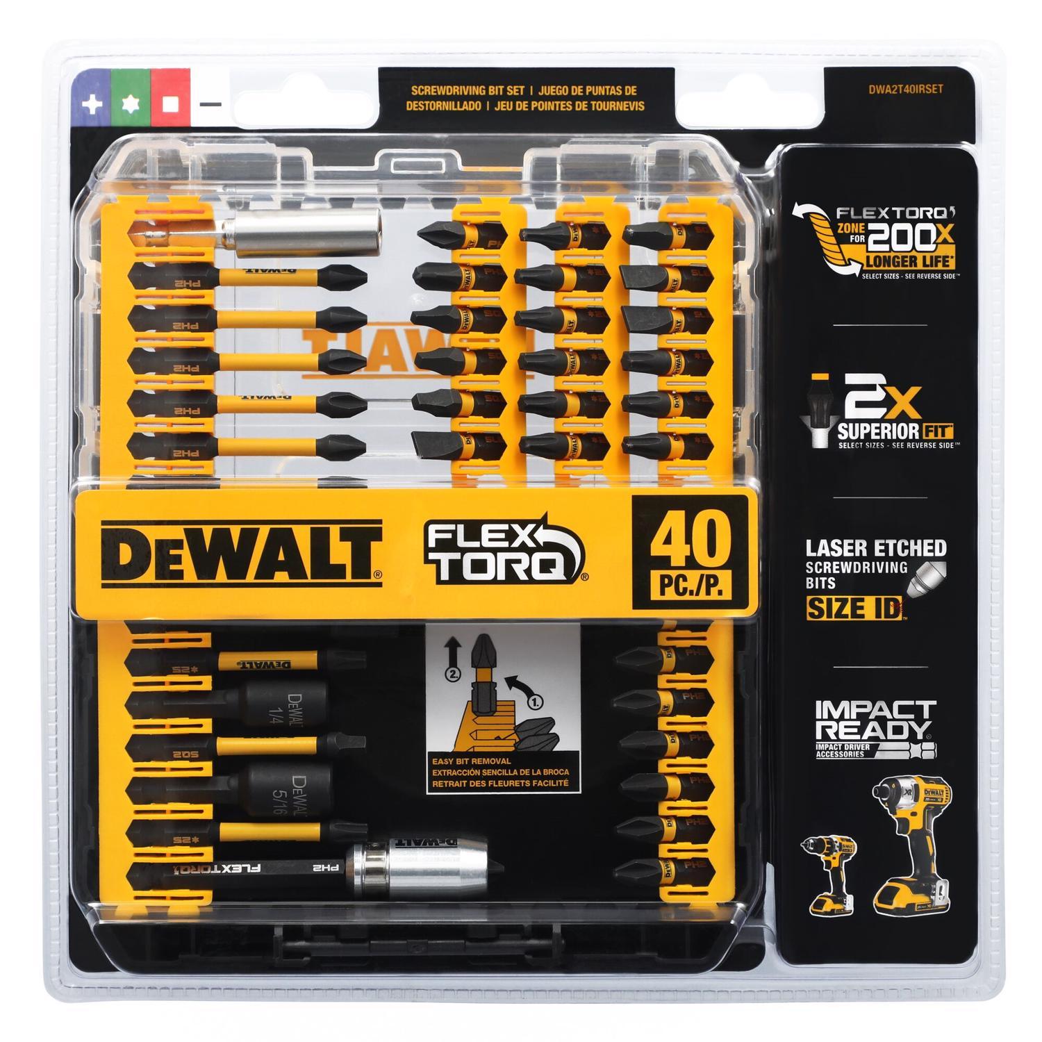 DEWALT FlexTorq Screwdriver Bit Set Steel 40 pc