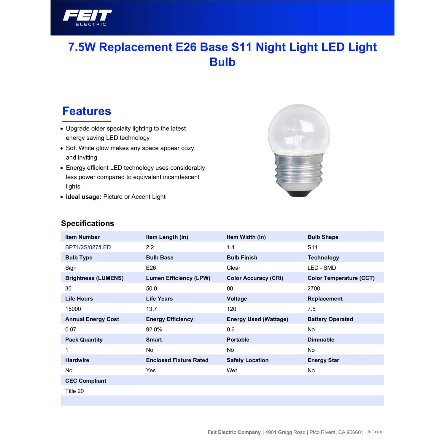 Feit T7 E17 (Intermediate) LED Bulb Warm White 15 Watt Equivalence 1 pk
