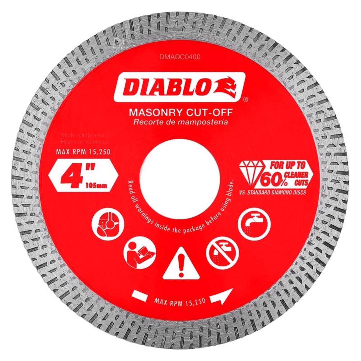 Diablo 4 in. D X 7/8 in. X.055 in. thick Diamond Masonry Cut-Off Disc 1 pk