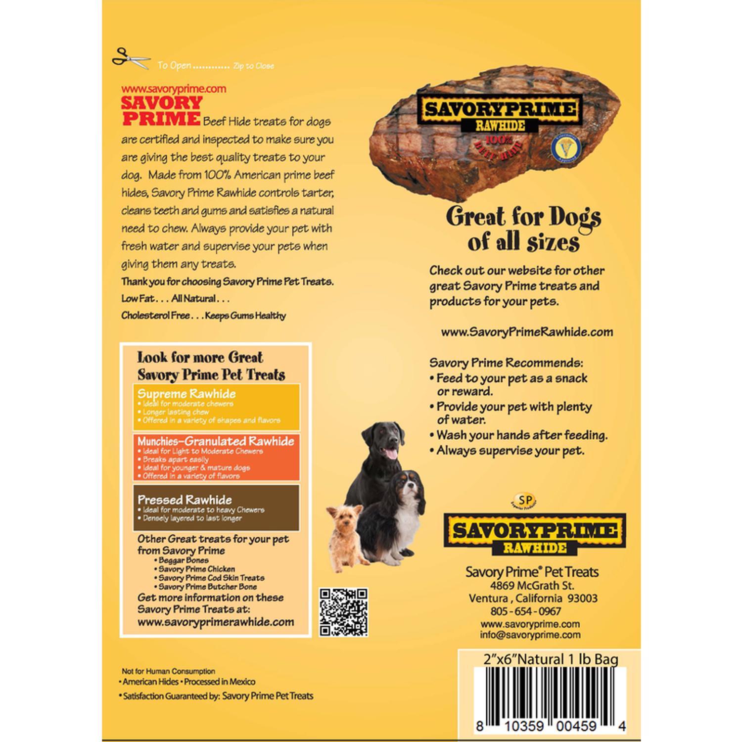 Savory Prime Natural All Size Dogs All Ages Rawhide Chips Beef Rawhide 6 in. L 1 pk