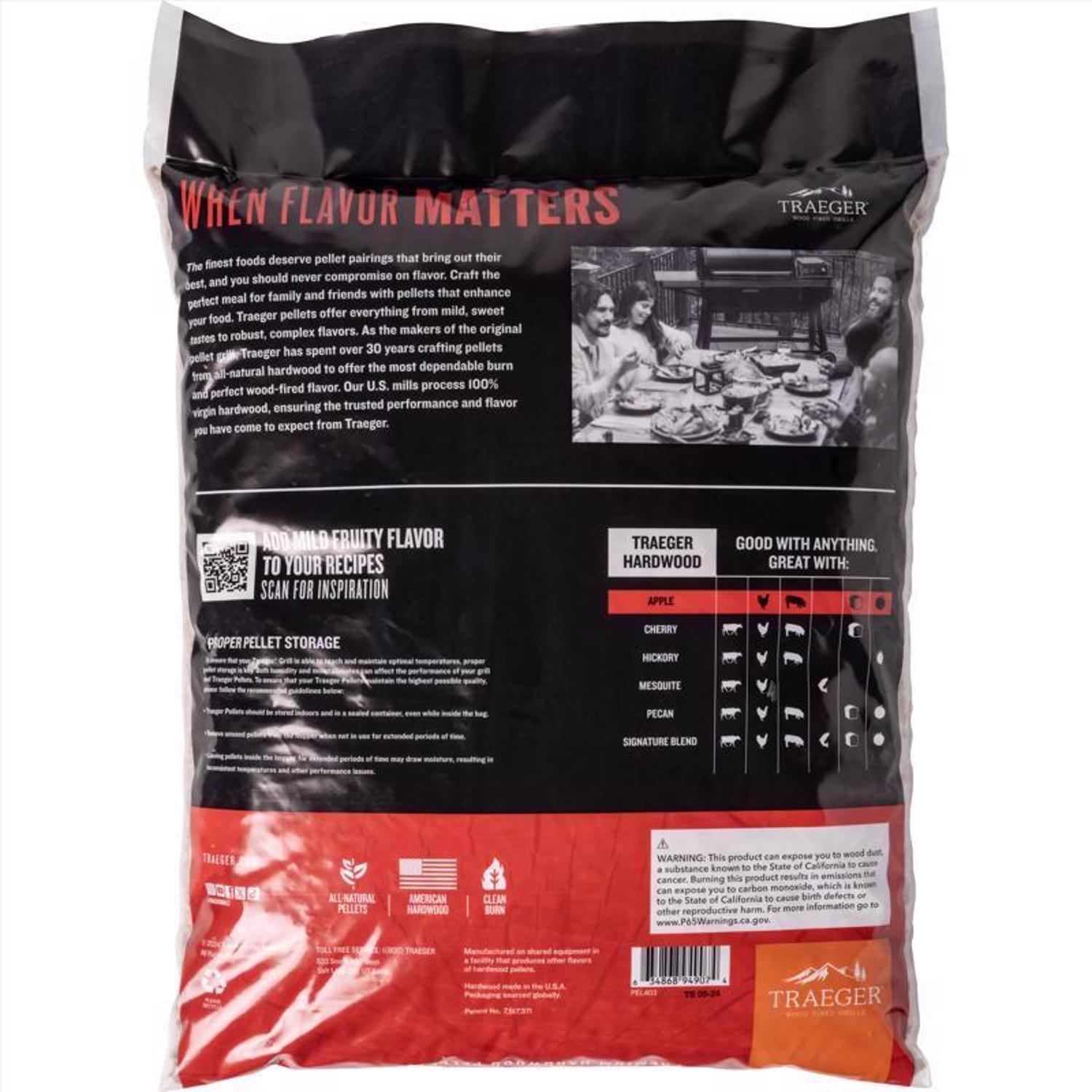 Traeger Premium All Natural Apple Hardwood Pellets 20 lb