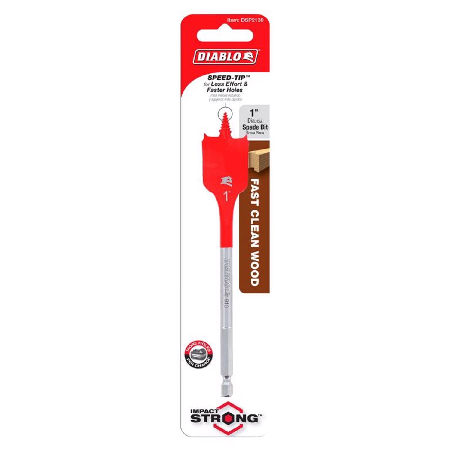 Diablo 1 in. X 6 in. L High Speed Steel Clean Wood Spade Bit Hex Shank 1 pk