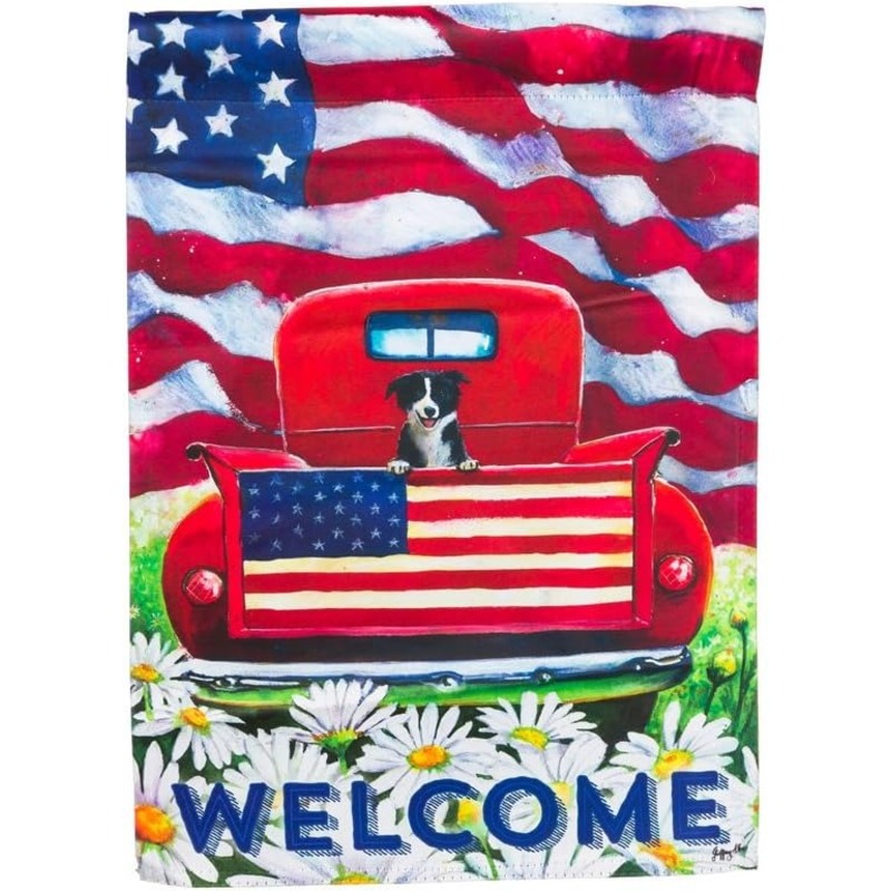 Evergreen Flag Patriotic Pup Suede Garden Flag - 12.5 x 18 Inches Outdoor Decor for Homes and Gardens