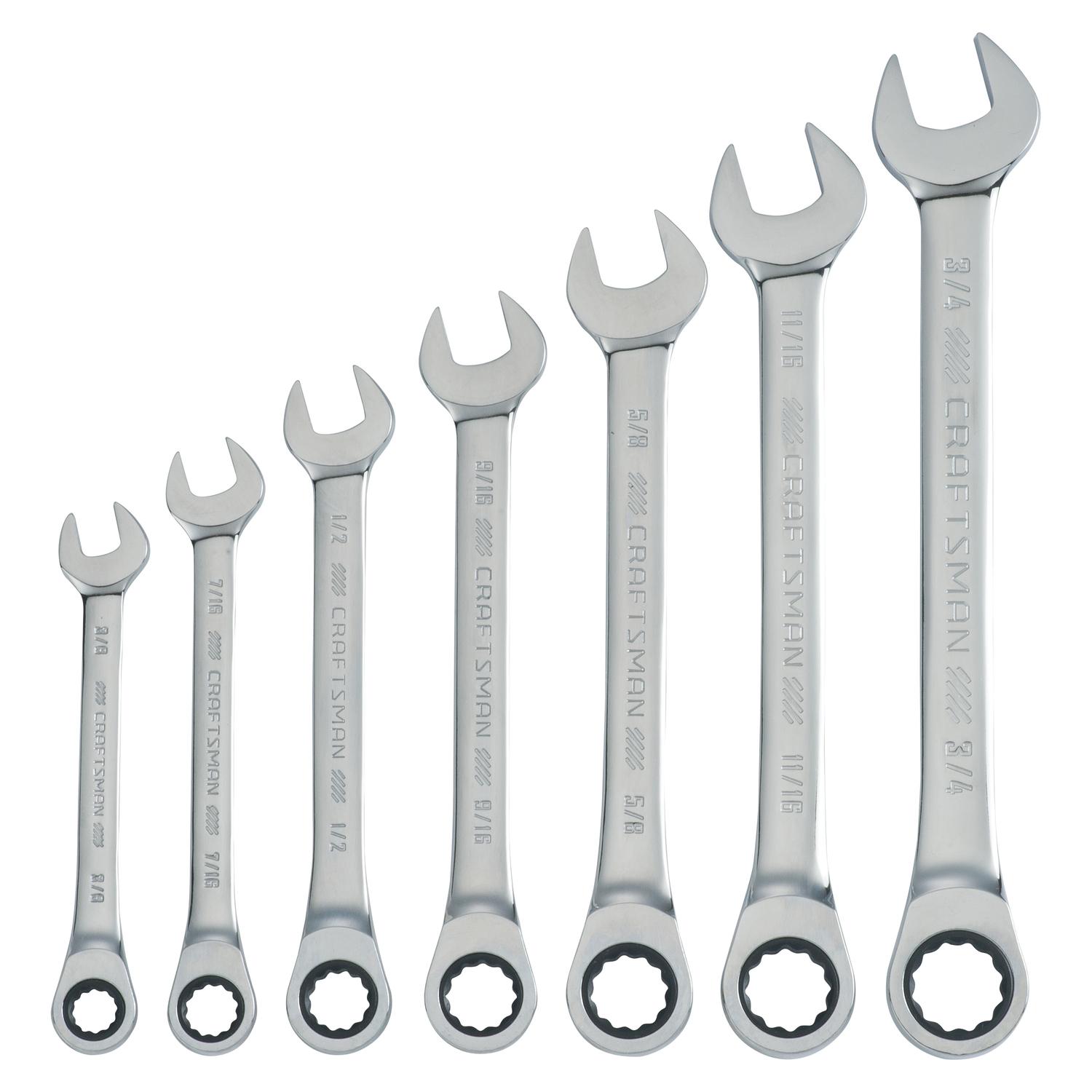 CRAFTSMAN 12 Point SAE Ratcheting Combination Wrench Set 7 pc