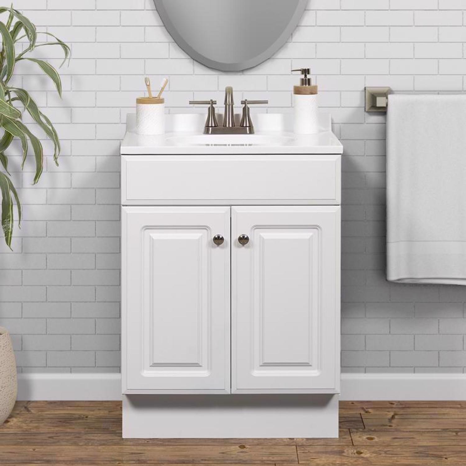 Zenna Home Single White Bathroom Vanity 24 in. W X 18 in. D X 35 in. H