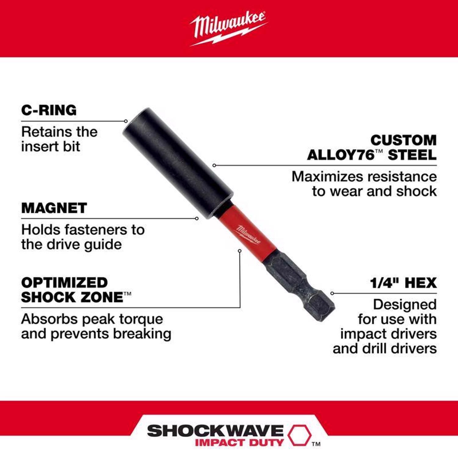 Milwaukee Shockwave Phillips/Square Recess/Torx 6 in. L Impact Insert Bit and Bit Holder Set Steel 1