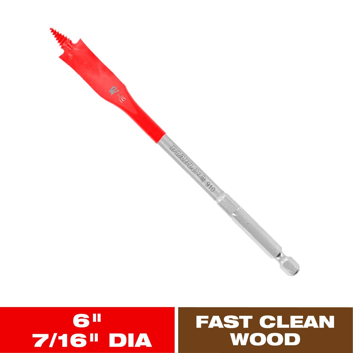 Diablo 7/16 in. X 6 in. L High Speed Steel Clean Wood Spade Bit Hex Shank 1 pk