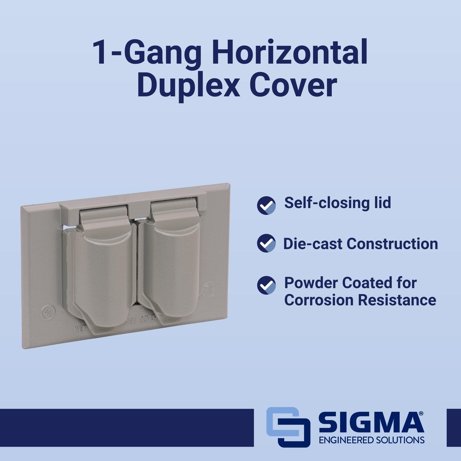 Sigma Engineered Solutions Rectangle Die-Cast Metal 1 gang 2.83 in. H X 4.57 in. W Horizontal Duplex