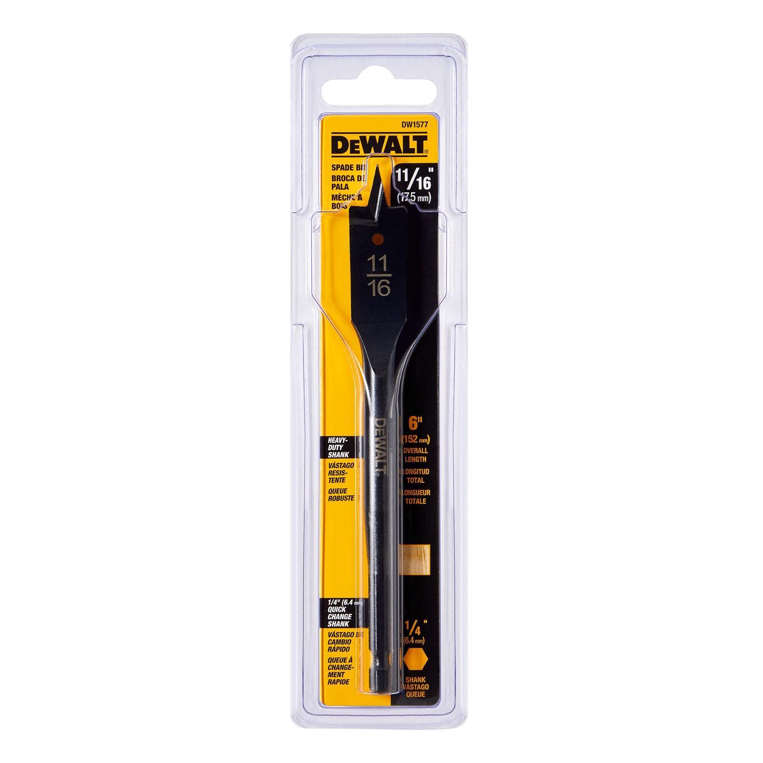 DEWALT 11/16 in. X 6 in. L Carbon Steel Spade Bit Hex Shank 1 pk
