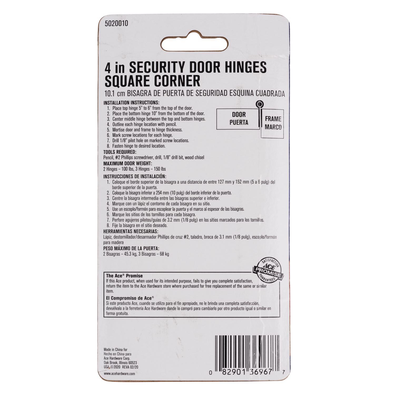 Ace 4 in. L Bright Brass Residential Door Hinge 3 pk
