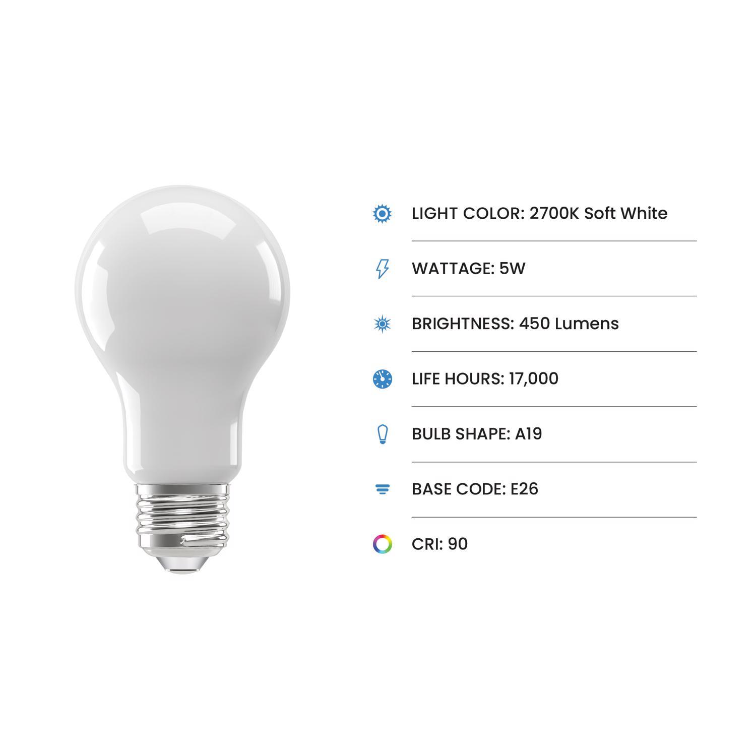 Feit Enhance A19 E26 (Medium) Filament LED Bulb Soft White 40 Watt Equivalence 4 pk