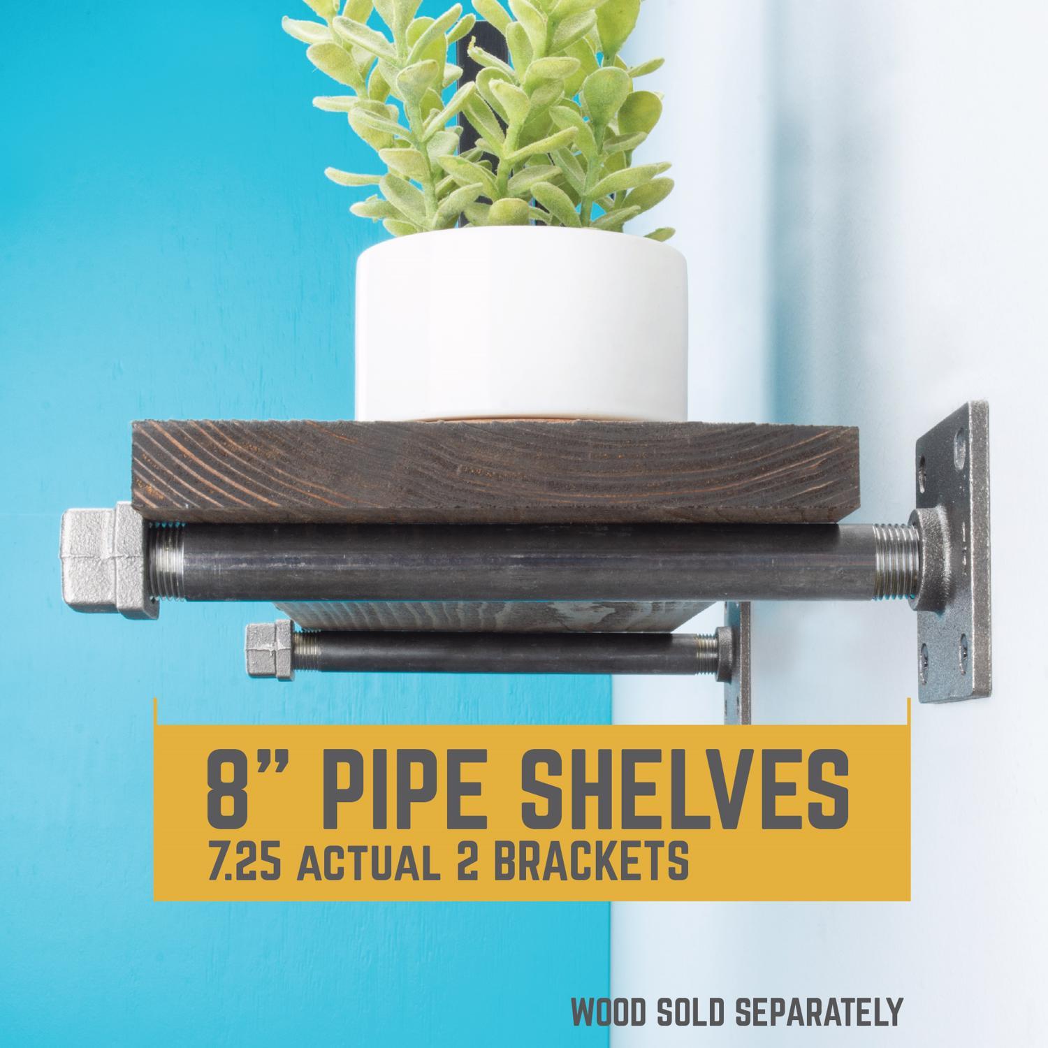 STZ Industries Black Steel Shelf Bracket 8 in. L