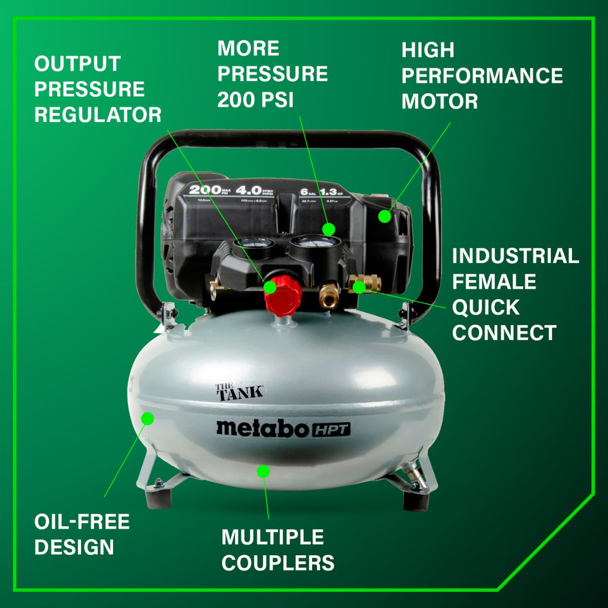 THE TANK 6-Gallon High Capacity Pancake Air Compressor | Metabo HPT EC914S
