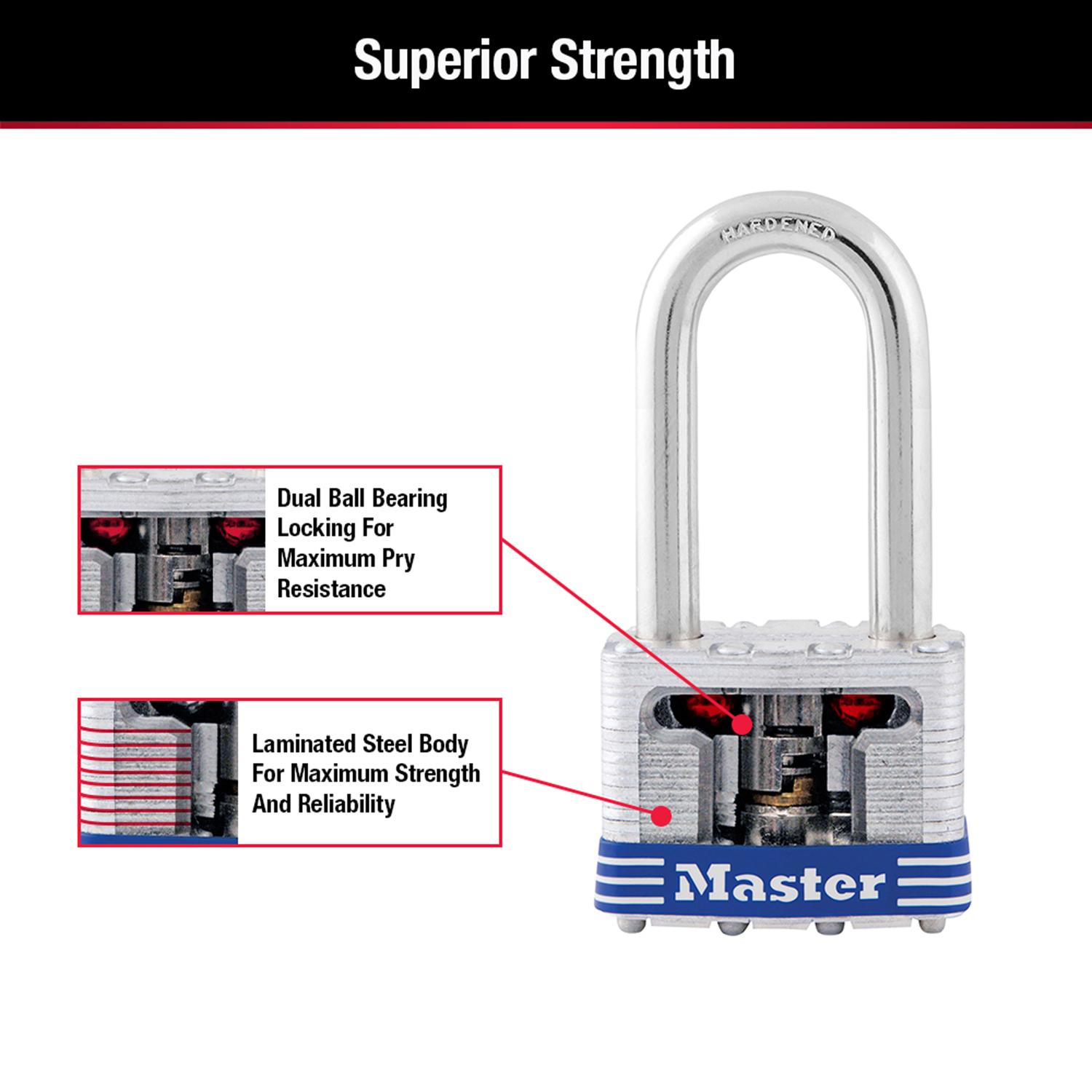 Master Lock 3-3/16 in. H X 1-9/16 in. W X 27/32 in. L Steel 4-Pin Cylinder Exterior Padlock
