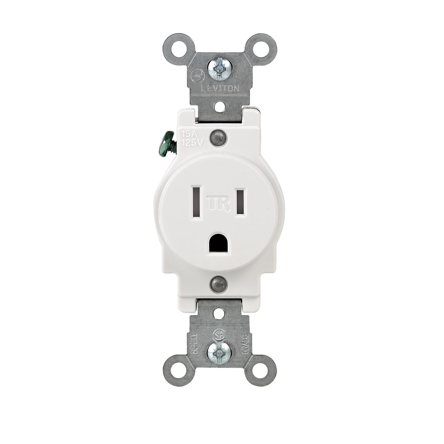 Leviton 15 amps 125 V Single White Tamper Resistant Outlet 5-15R 1 pk