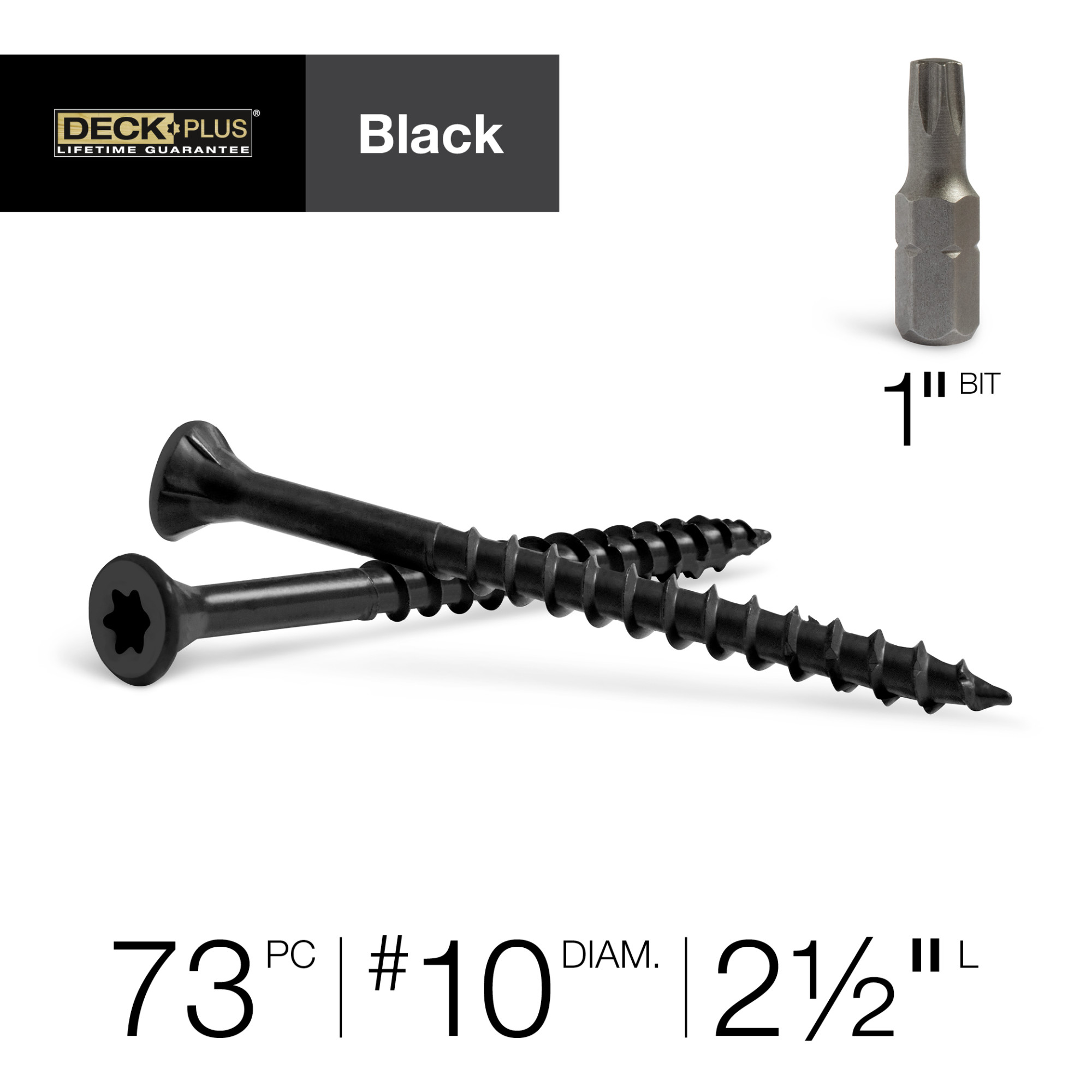 Deck Plus Black Deck Screws (#10 x 2-1/2 in.)