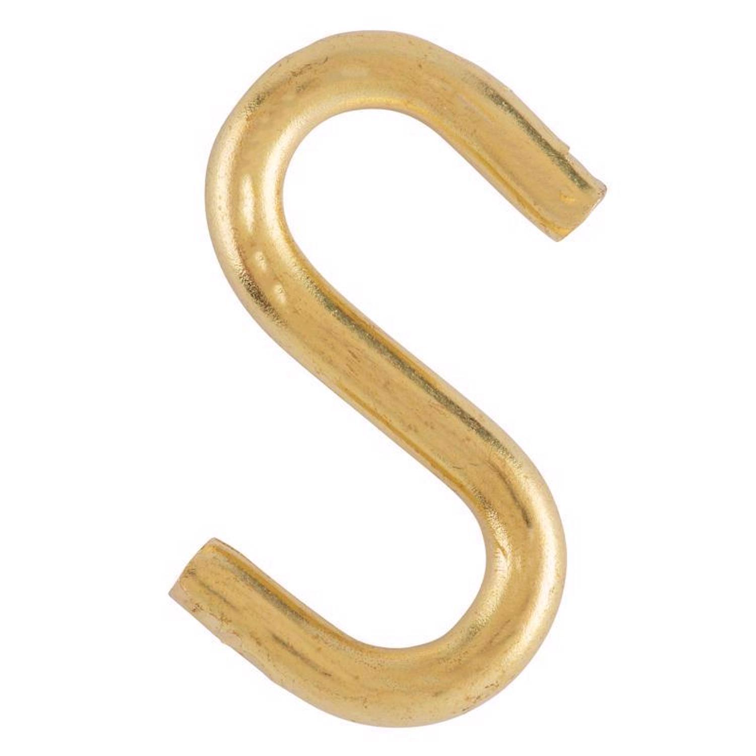 Ace Medium Bright Brass Green Brass 1 in. L Heavy S-Hook 15 lb 4 pk