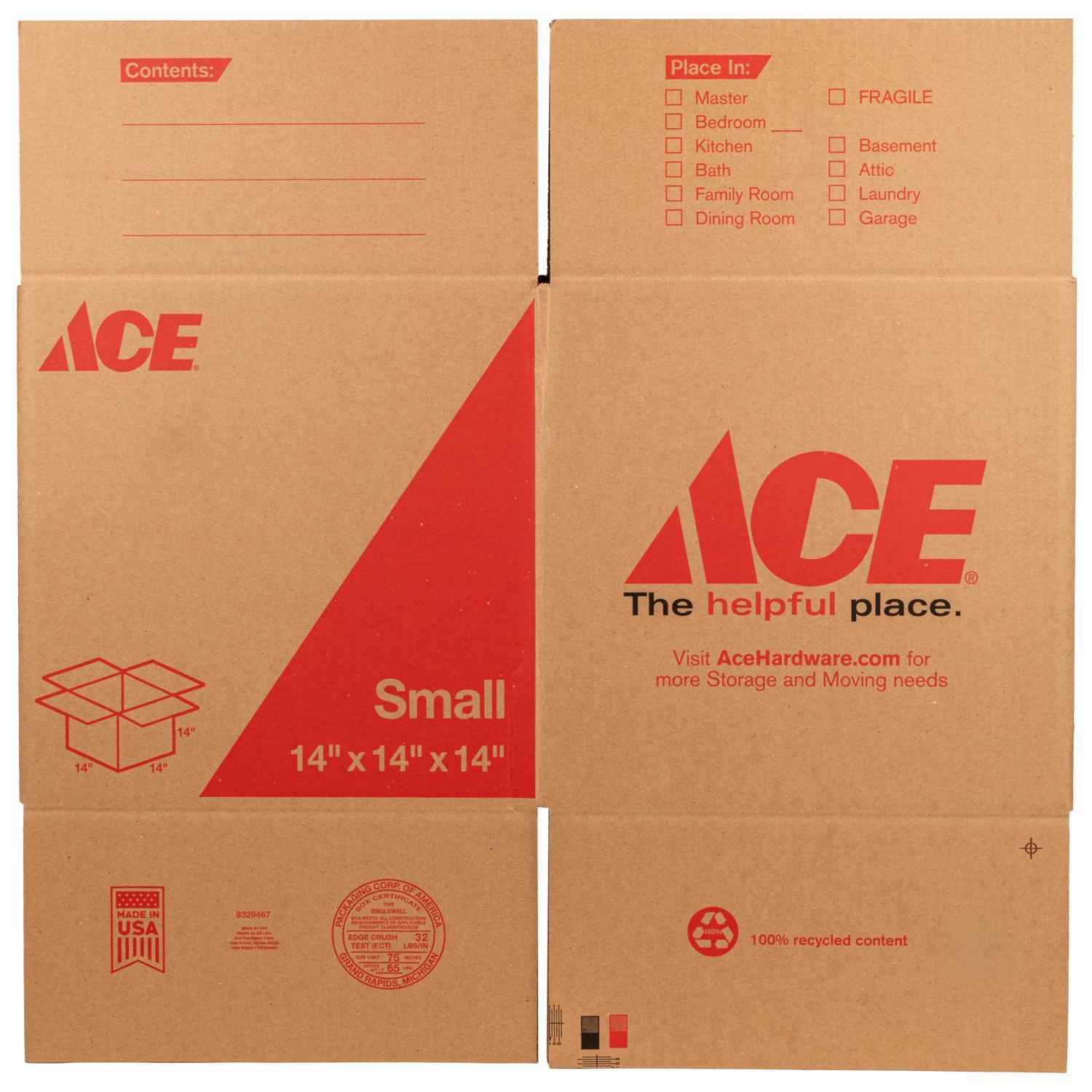 Ace 14 in. H X 14 in. W X 14 in. L Cardboard Corrugated Box 1 pk