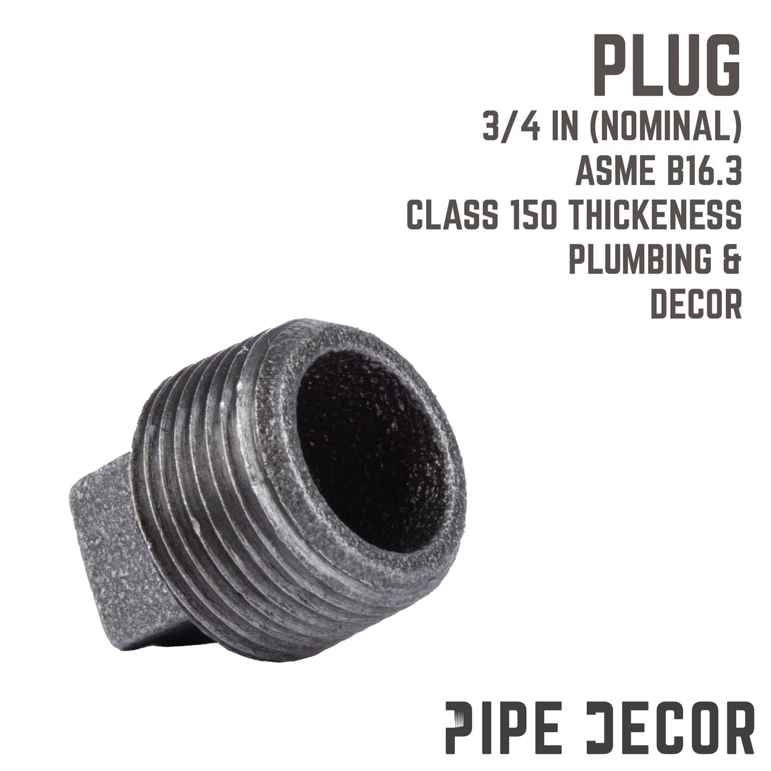 STZ Industries 3/4 in. MIP each Black Malleable Iron Plug