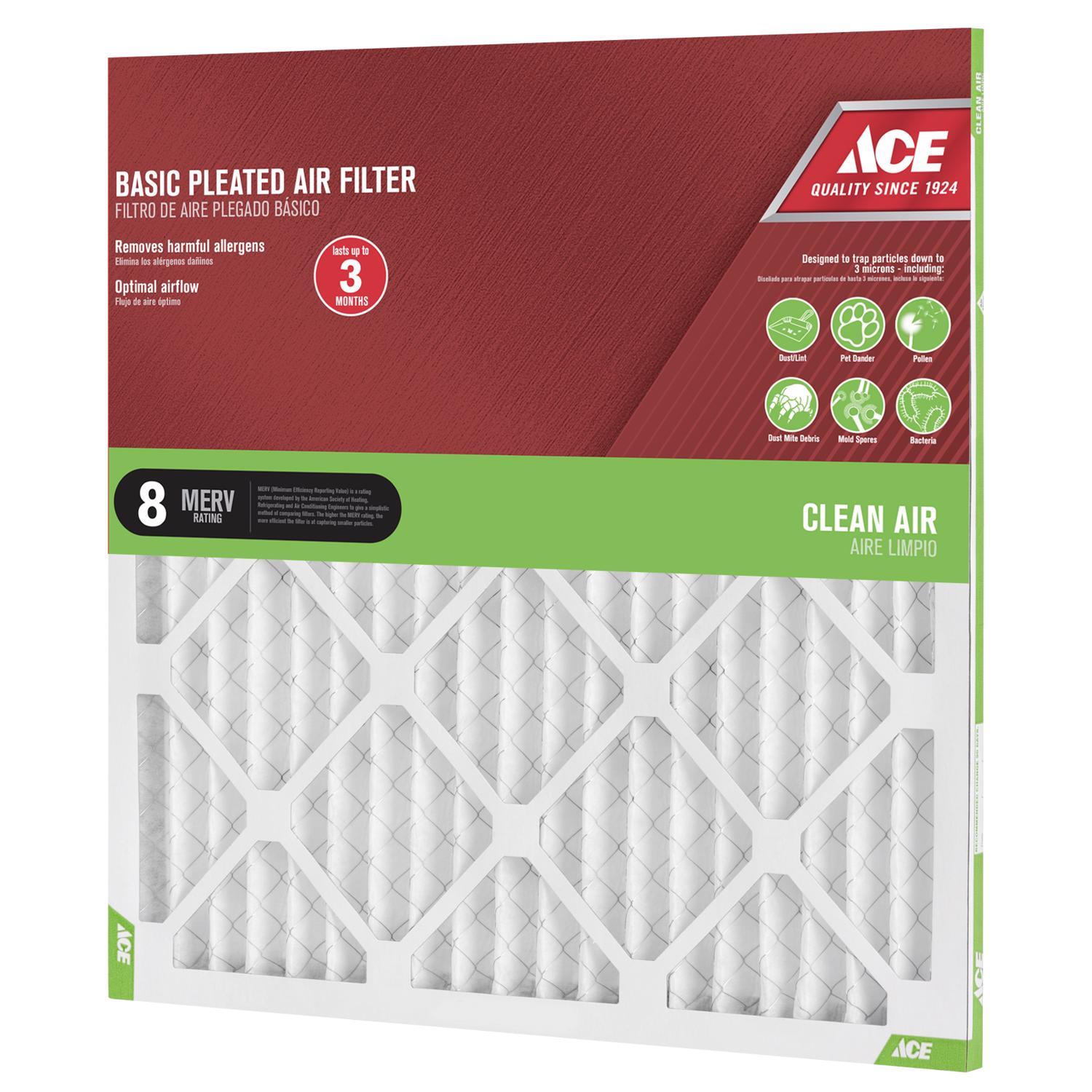 Ace 25 in. W X 25 in. H X 1 in. Synthetic 8 MERV Pleated Air Filter 1 pk
