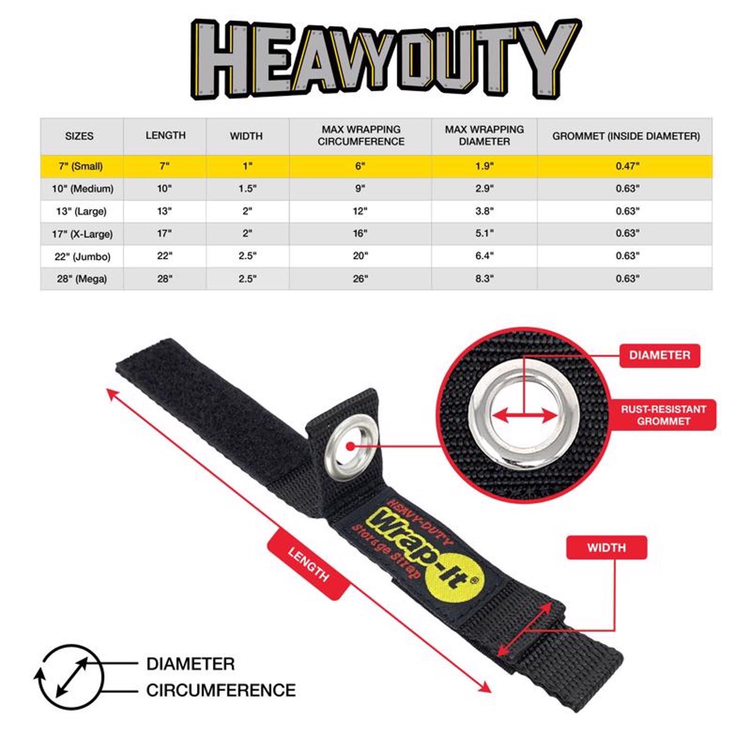 Wrap-It Heavy-Duty 1 in. W X 7 in. L Black Storage Straps 25 lb 4 pk