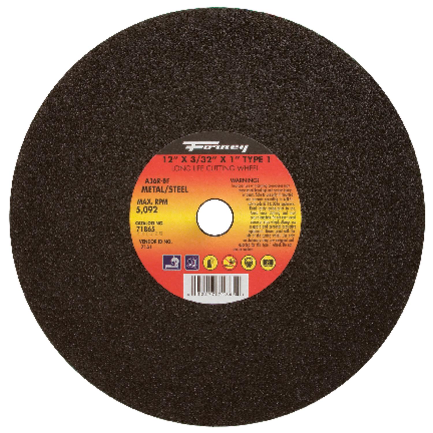 Forney 12 in. D X 1 in. X 3/32 in. thick Aluminum Oxide Metal Cutting Wheel 1 pc